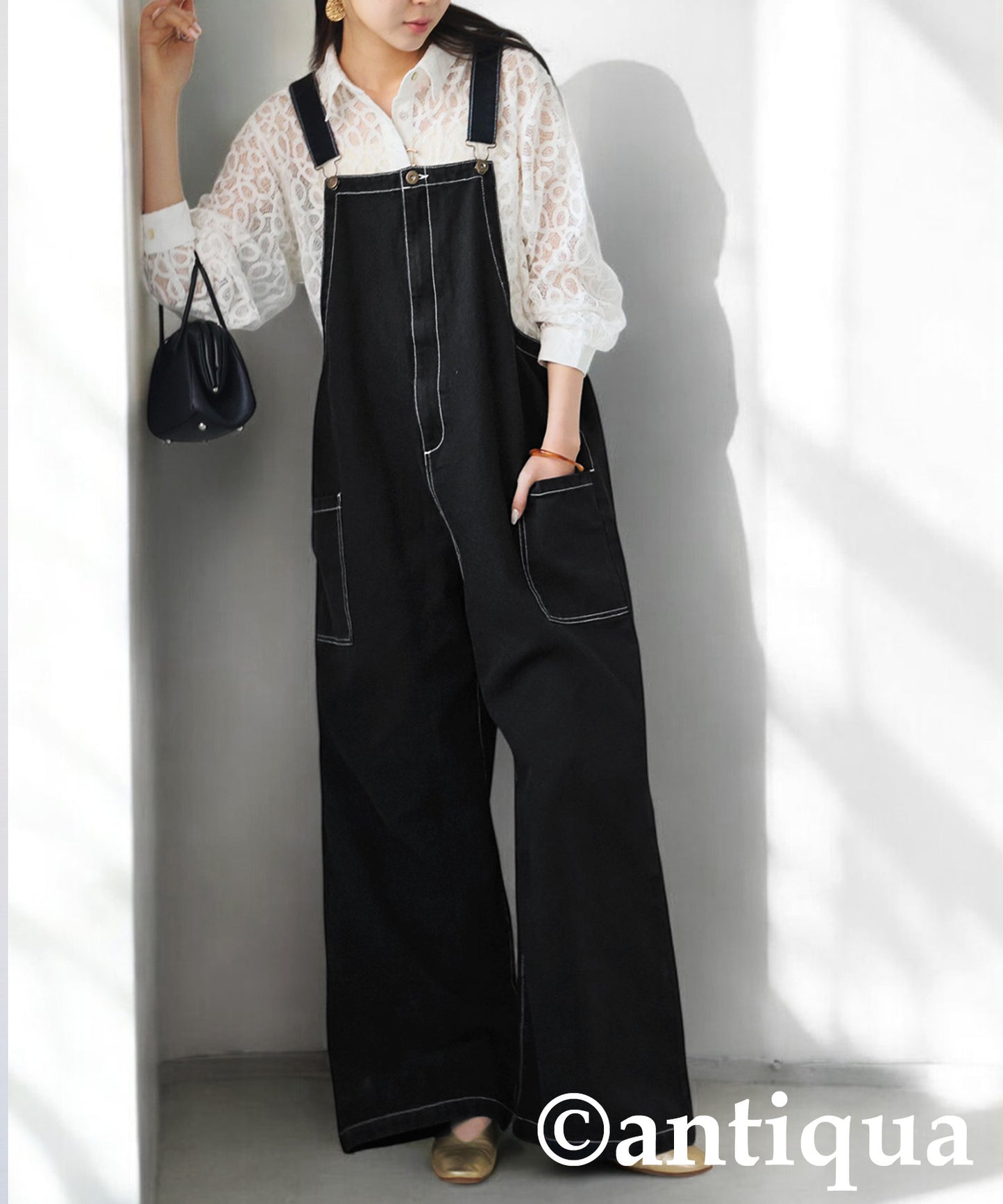 Stitched Denim Overalls Ladies