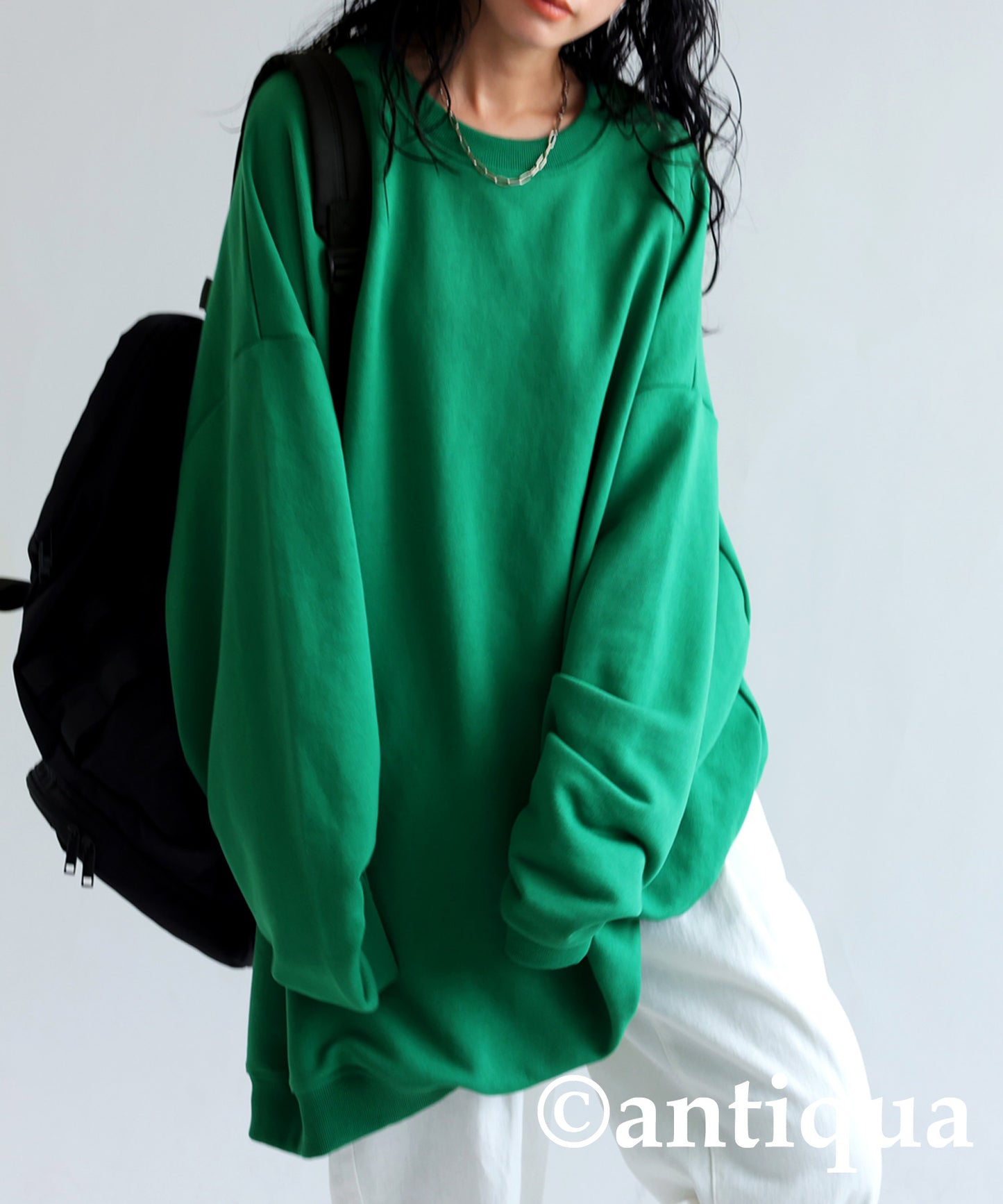 Ladies loose-fitting sweatshirt long sleeve plain