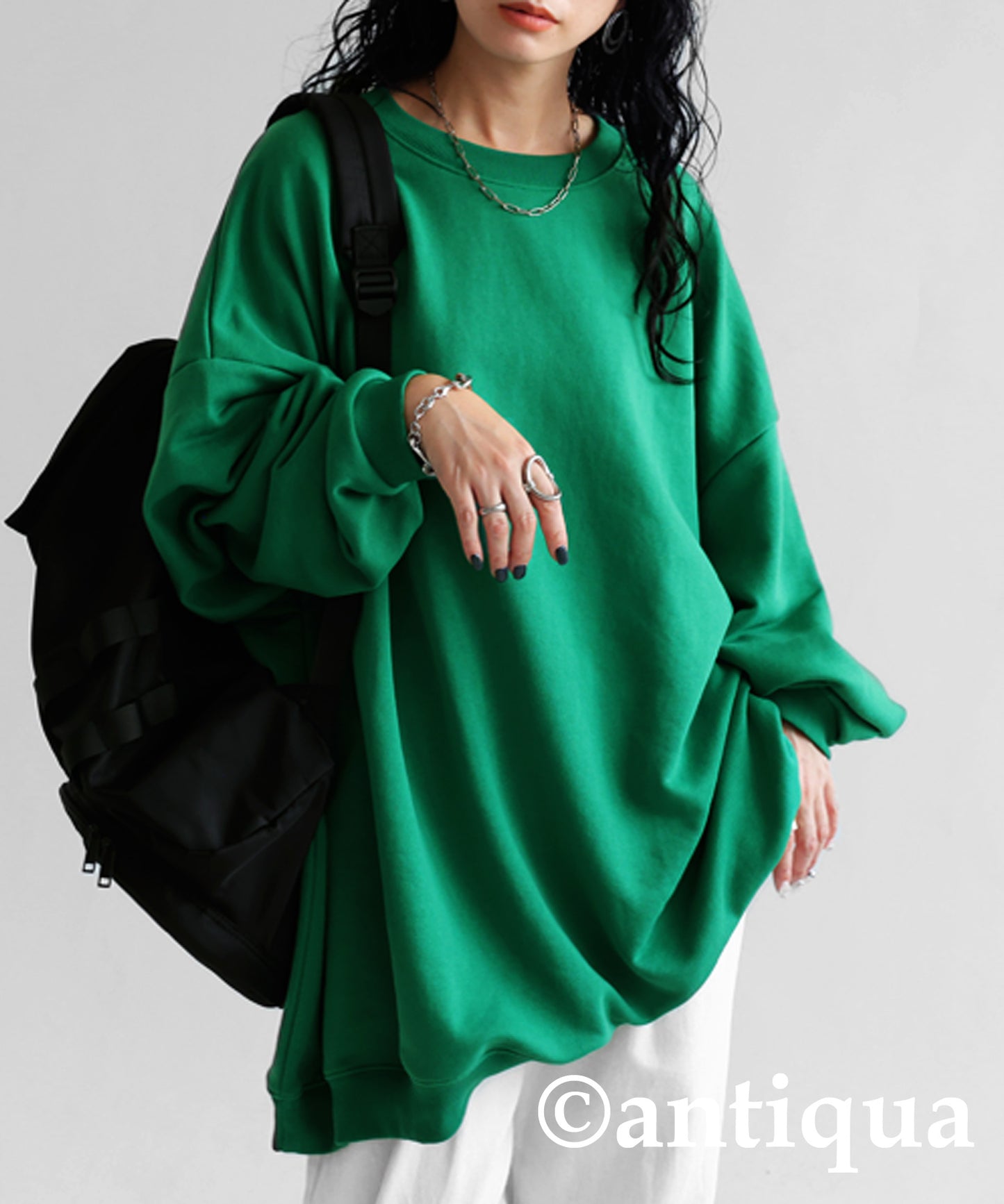 Ladies loose-fitting sweatshirt long sleeve plain