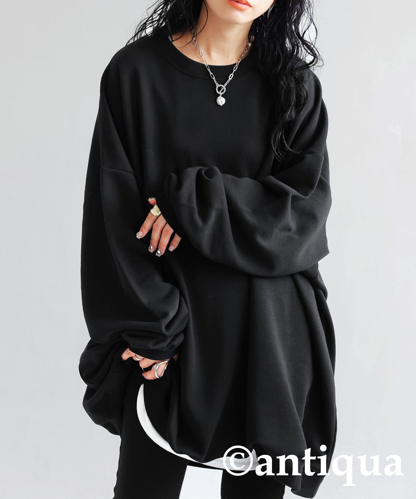 Ladies loose-fitting sweatshirt long sleeve plain