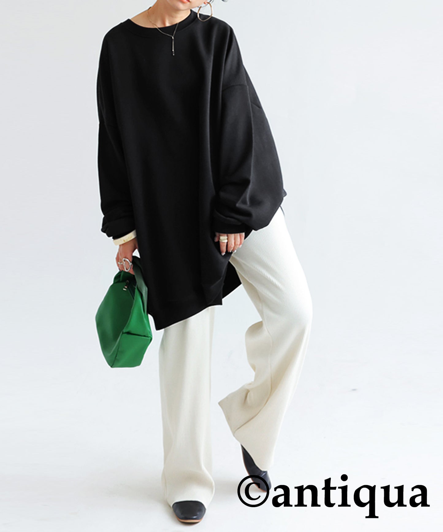 Ladies loose-fitting sweatshirt long sleeve plain