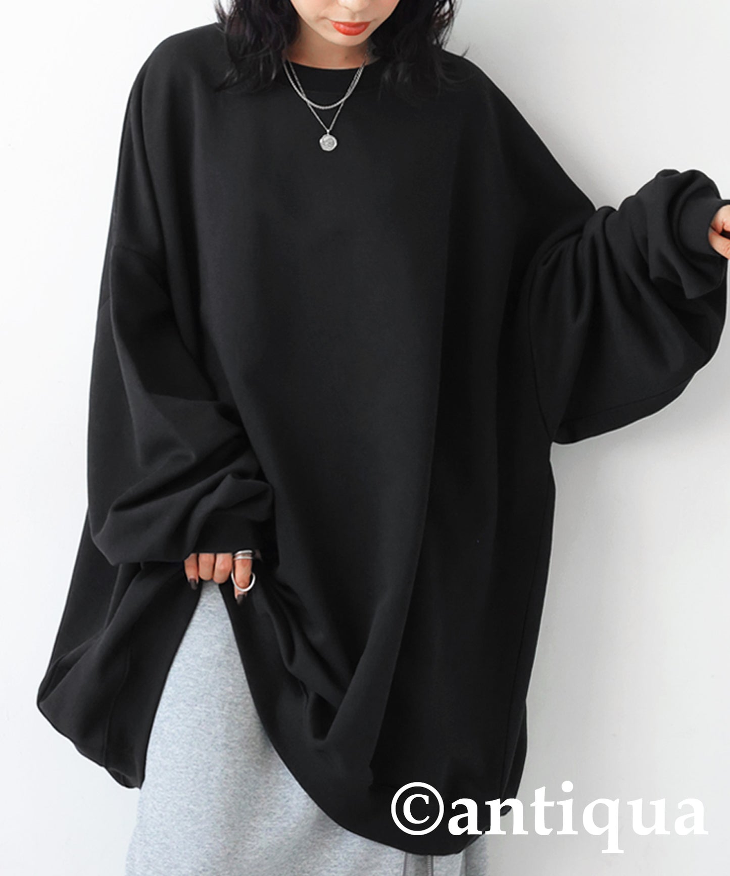 Ladies loose-fitting sweatshirt long sleeve plain