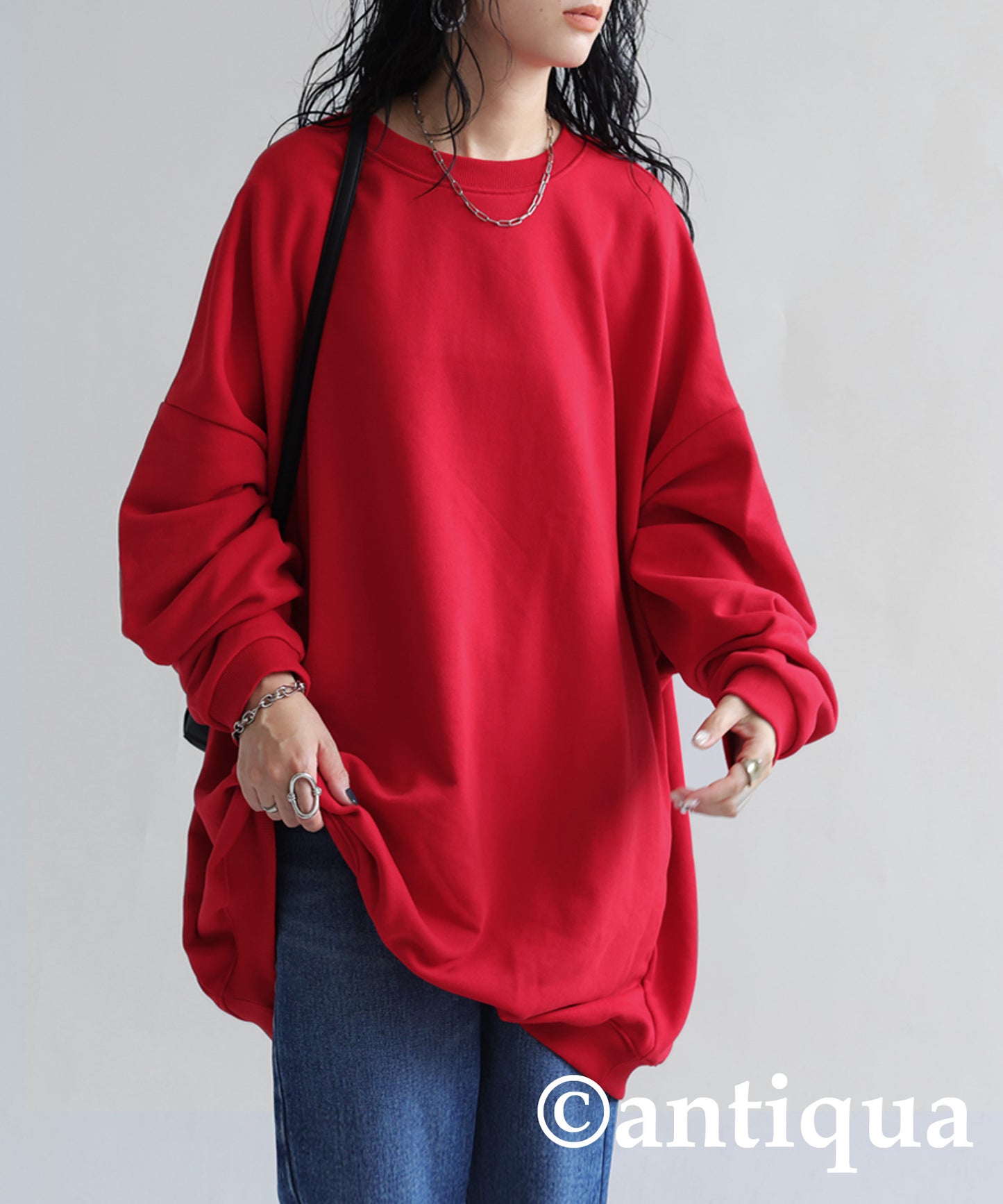 Ladies loose-fitting sweatshirt long sleeve plain