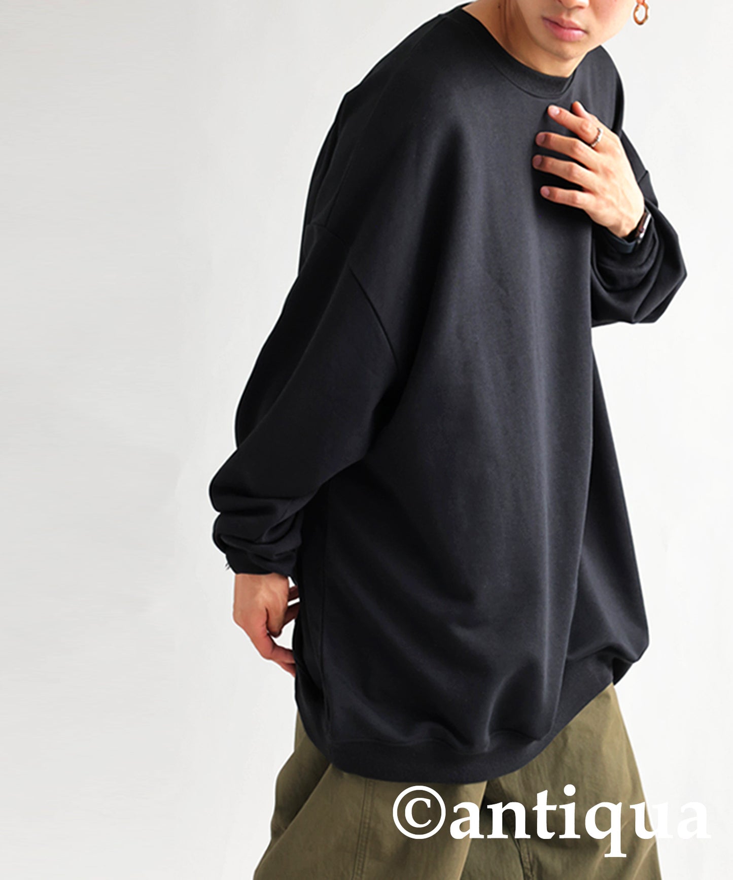 Men's loose-fitting sweatshirt long sleeve plain