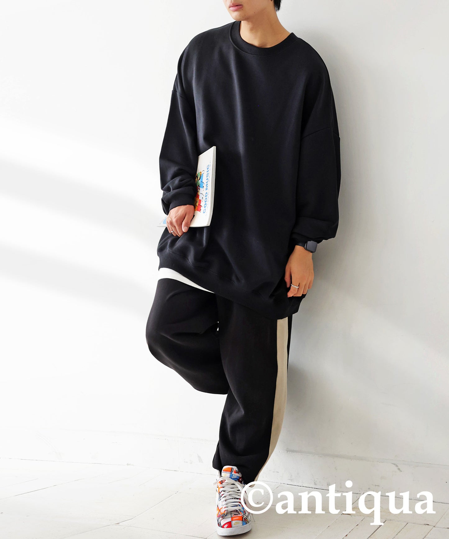 Men's loose-fitting sweatshirt long sleeve plain