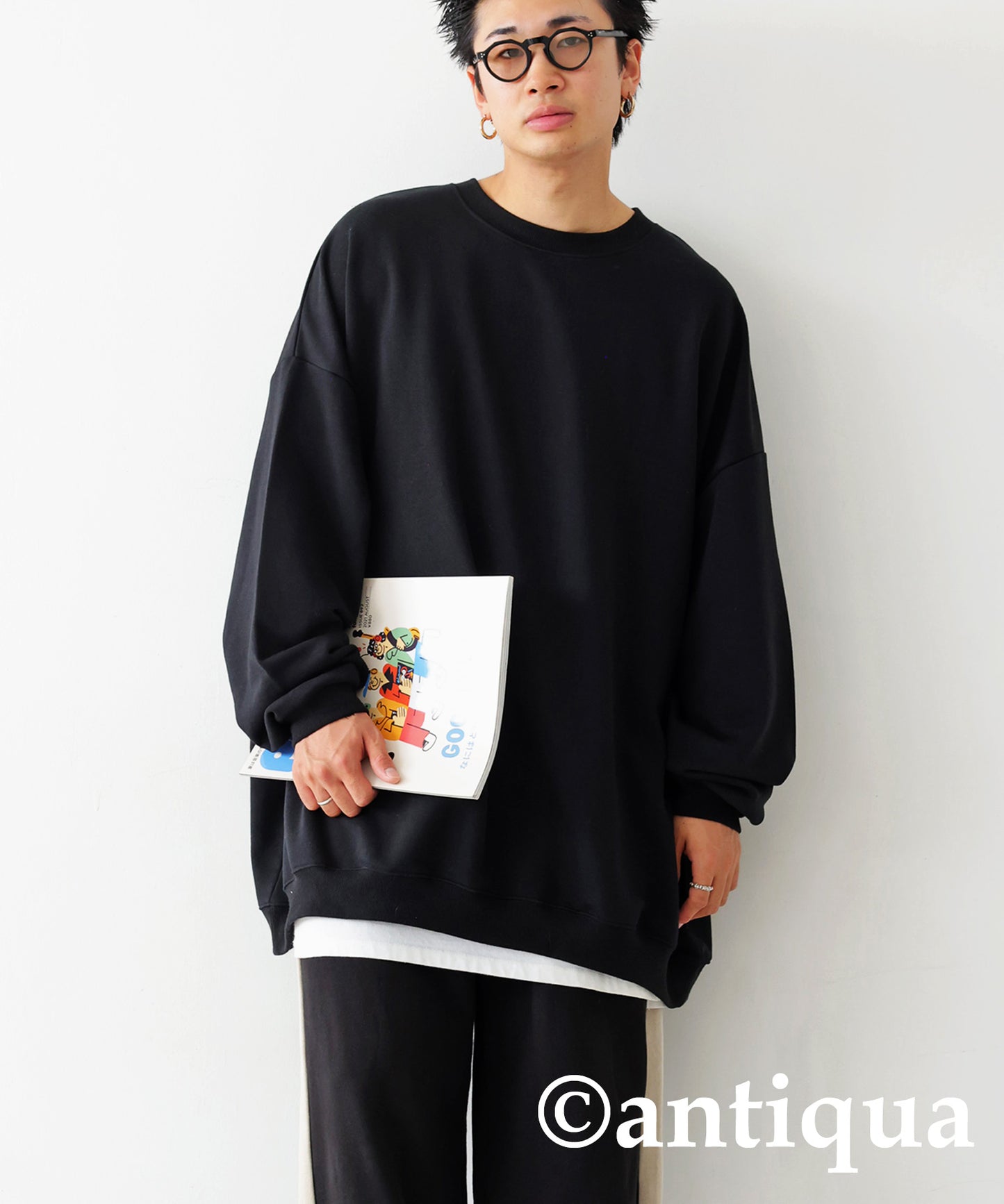 Men's loose-fitting sweatshirt long sleeve plain