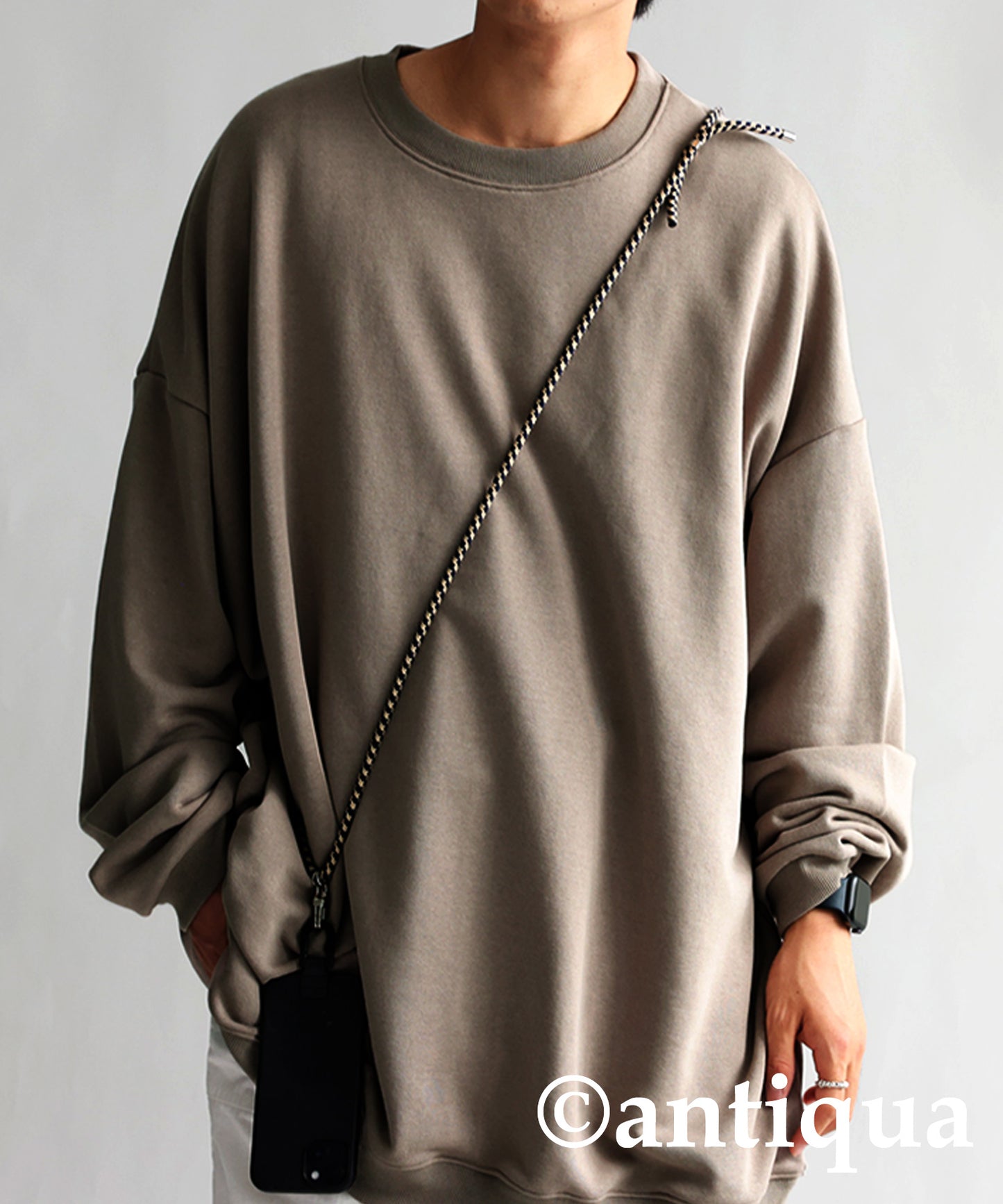 Men's loose-fitting sweatshirt long sleeve plain