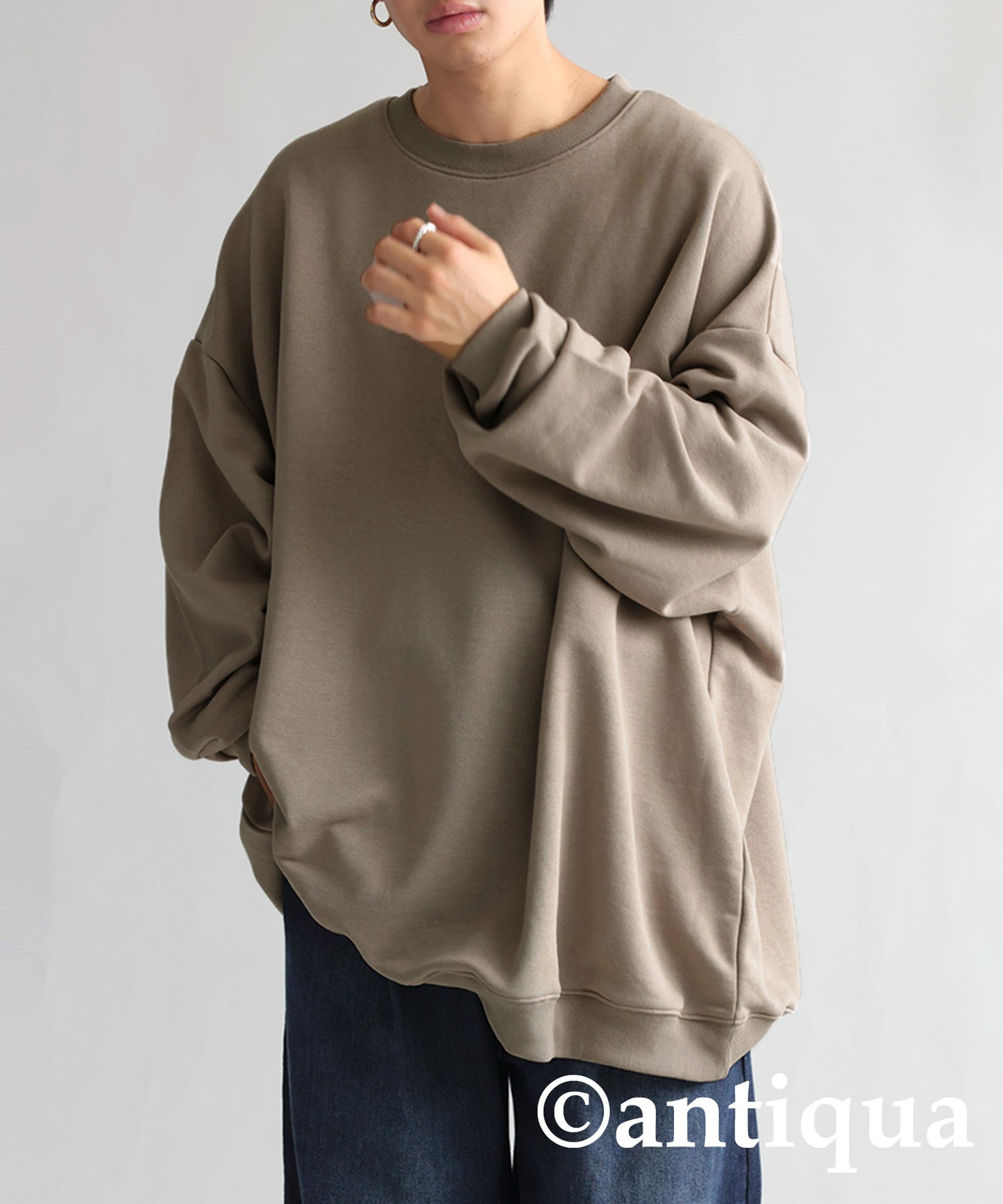 Men's loose-fitting sweatshirt long sleeve plain