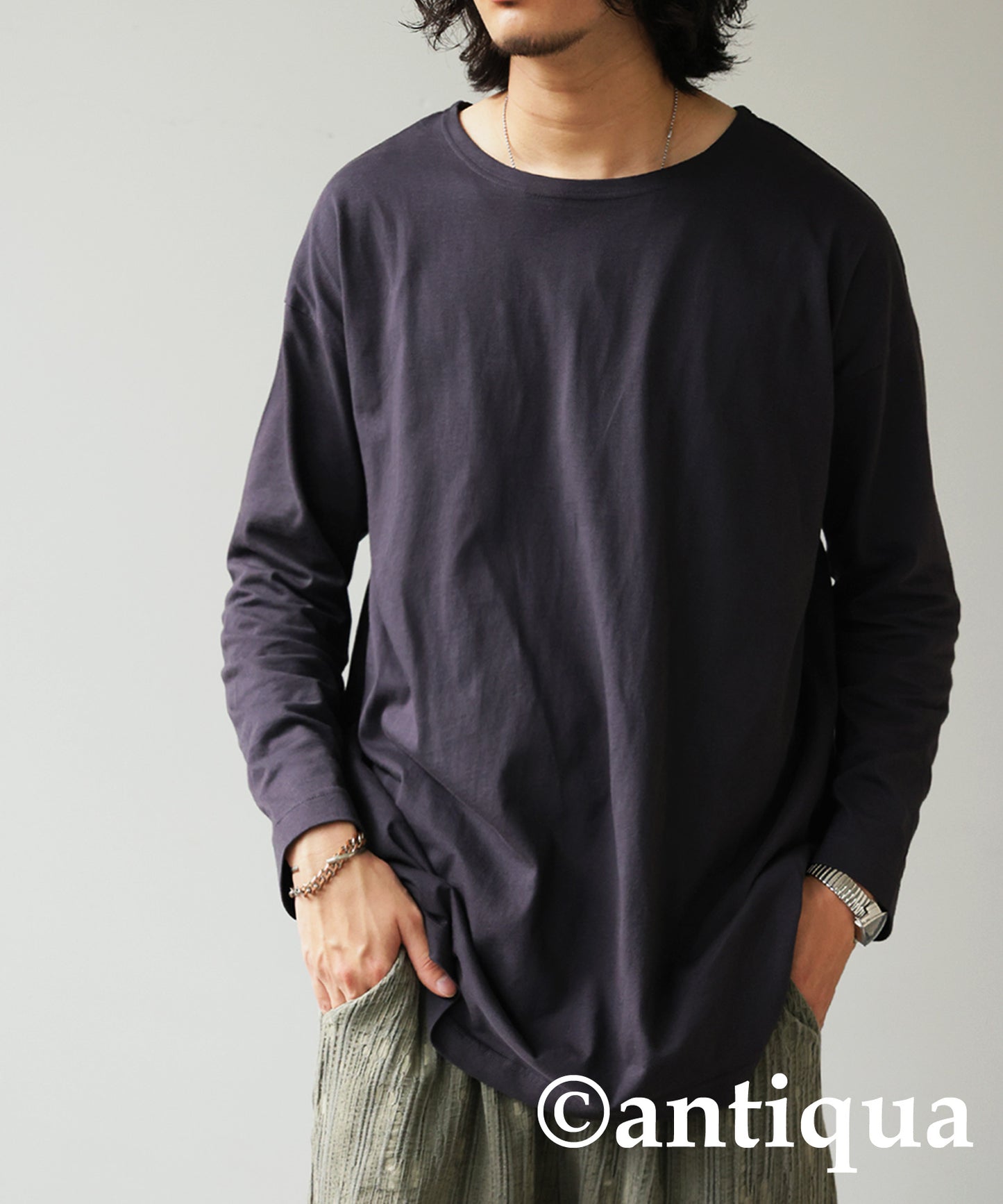 100%Cotton Basic Long T-Shirt Men’s