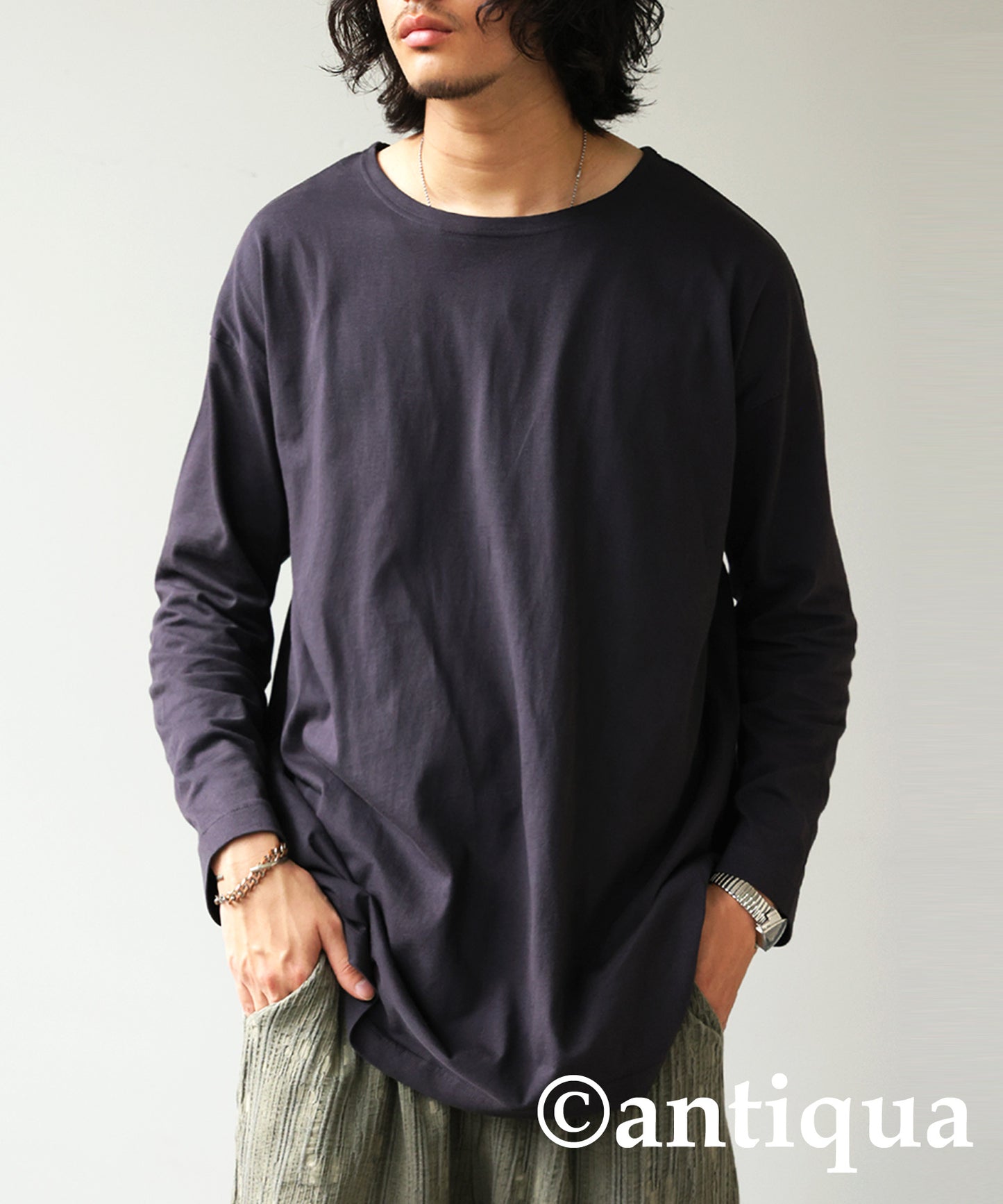 100%Cotton Basic Long T-Shirt Men’s