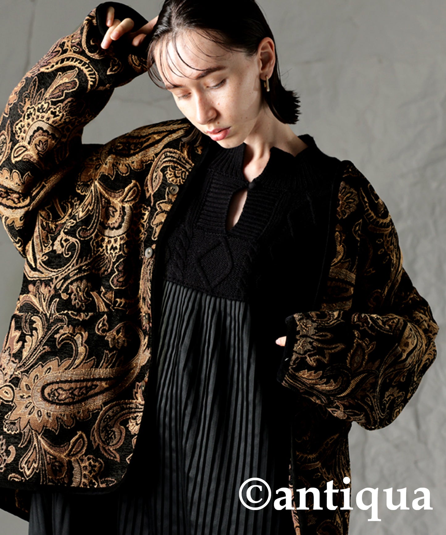 Ladies Jacquard jacket outerwear Paisley pattern