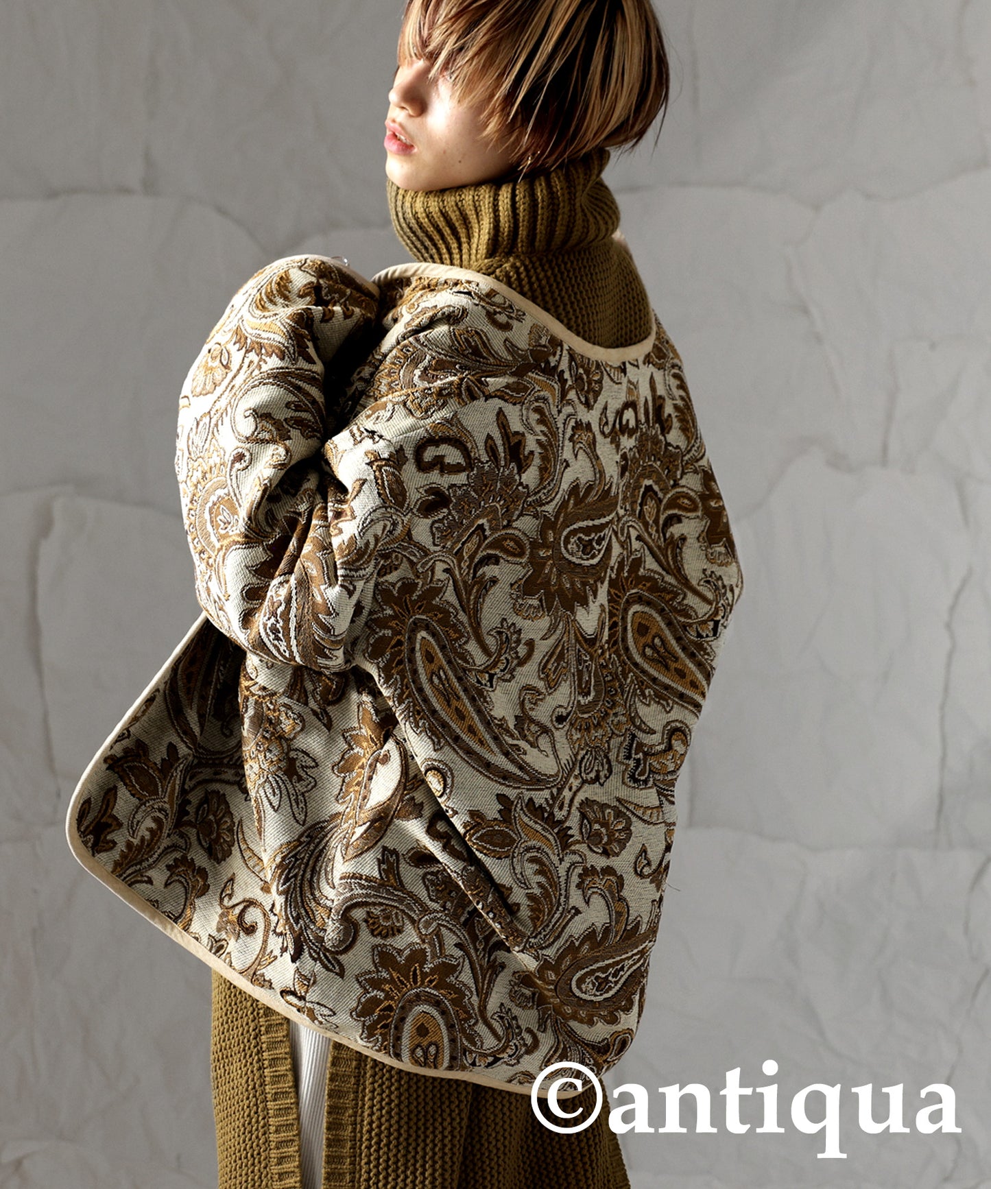 Ladies Jacquard jacket outerwear Paisley pattern