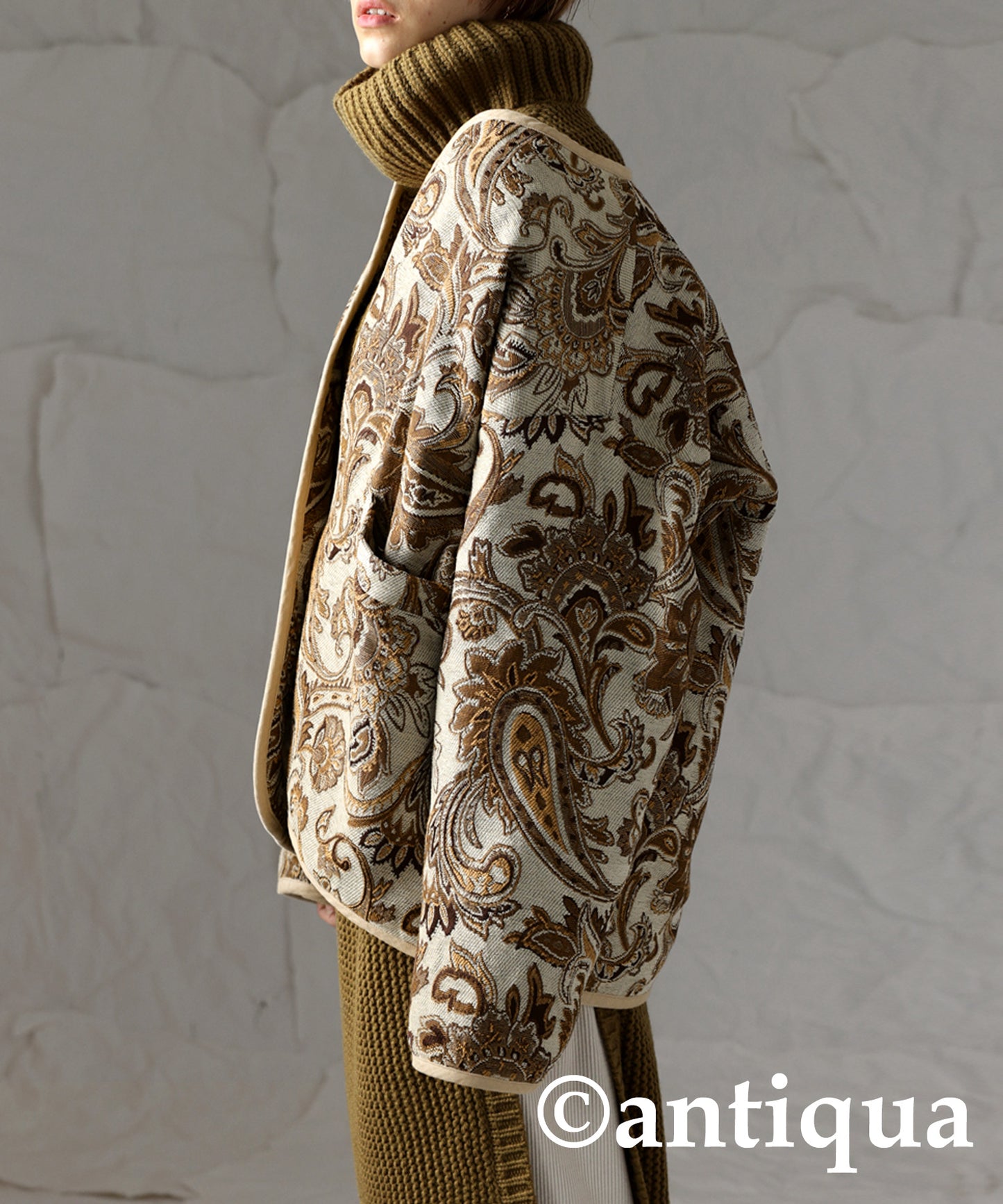 Ladies Jacquard jacket outerwear Paisley pattern