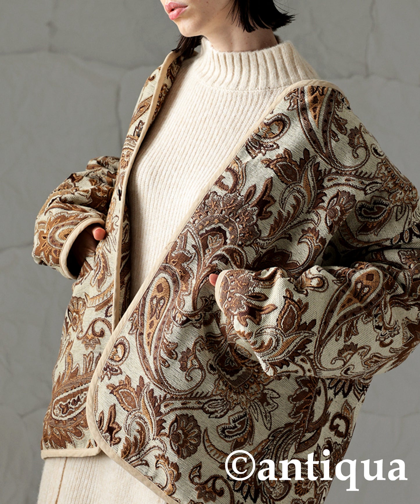 Ladies Jacquard jacket outerwear Paisley pattern