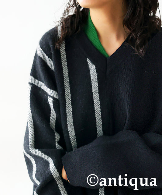 Asymmetrical Striped Knit Ladies