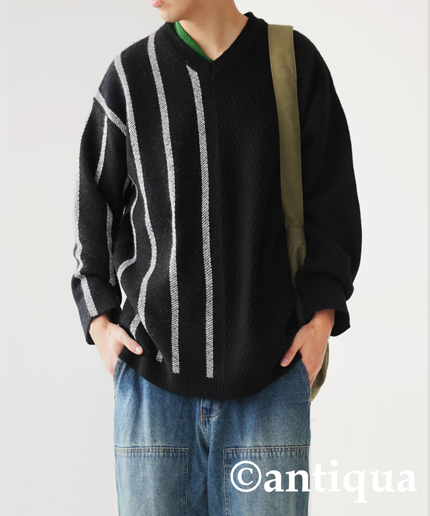 Asymmetric Border Knit Men's