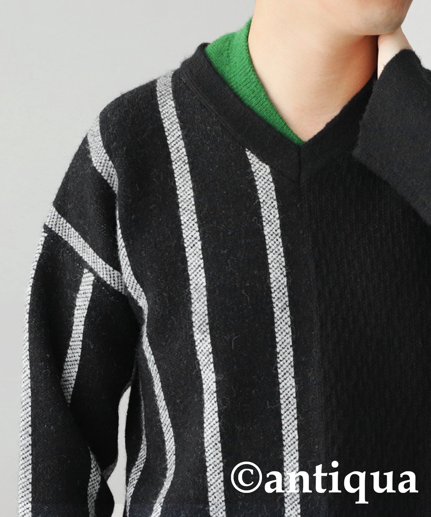 Asymmetric Border Knit Men's