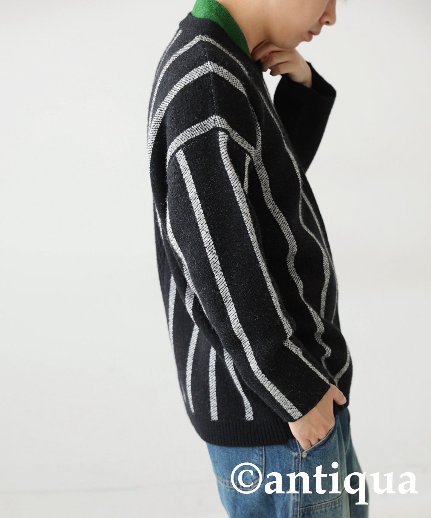 Asymmetric Border Knit Men's