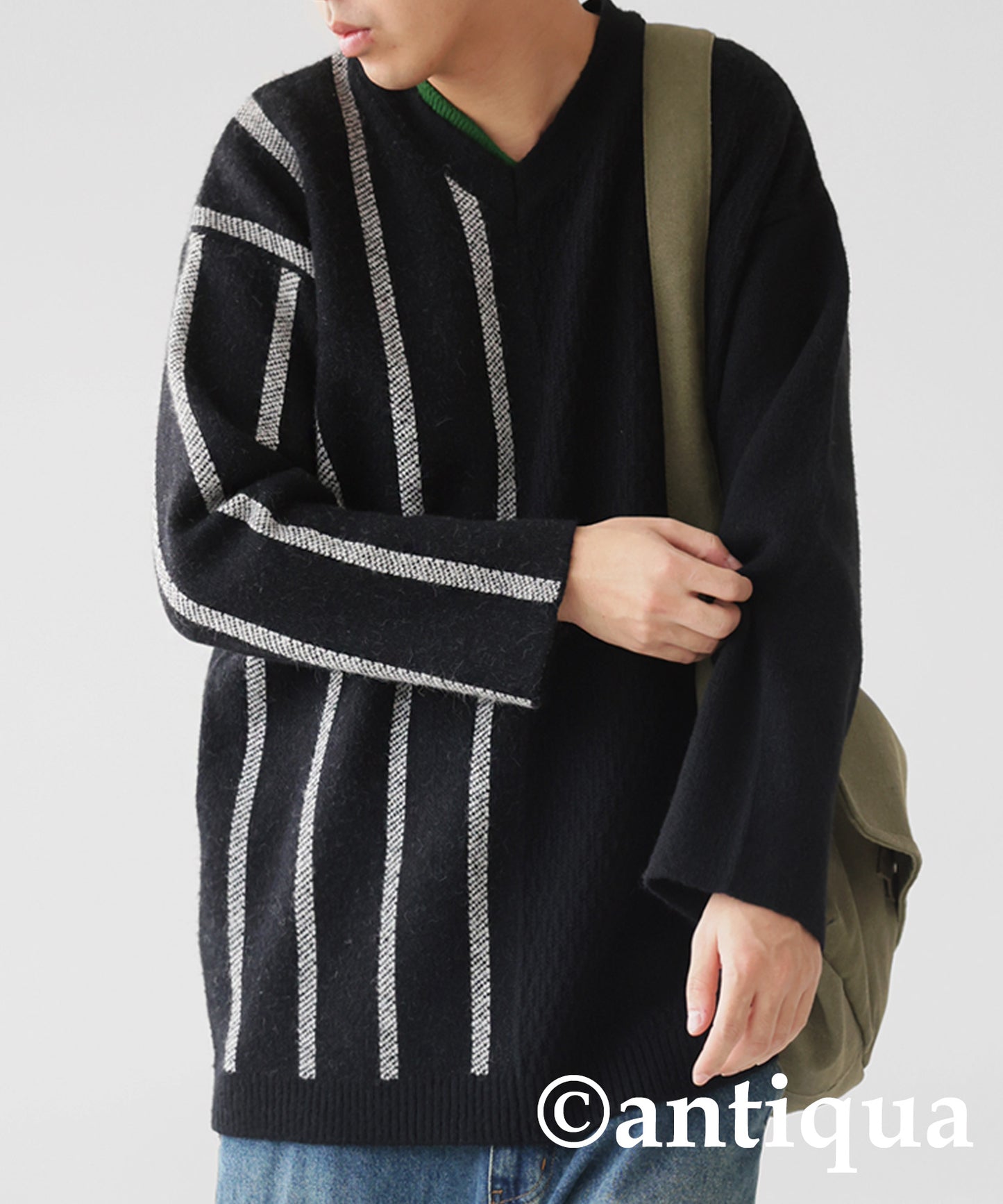 Asymmetric Border Knit Men's