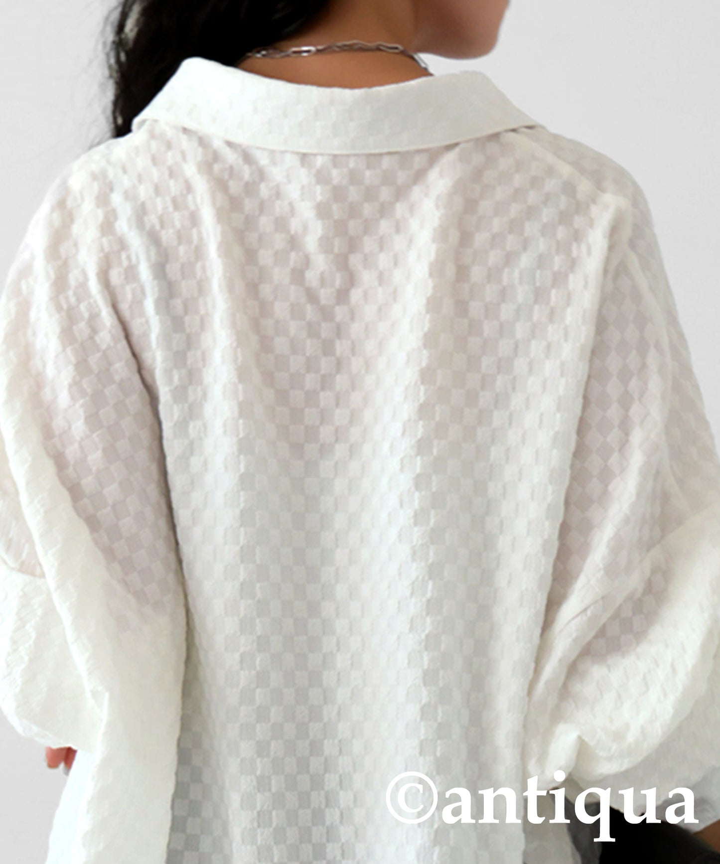 Ladies shirt long sleeve block check pattern