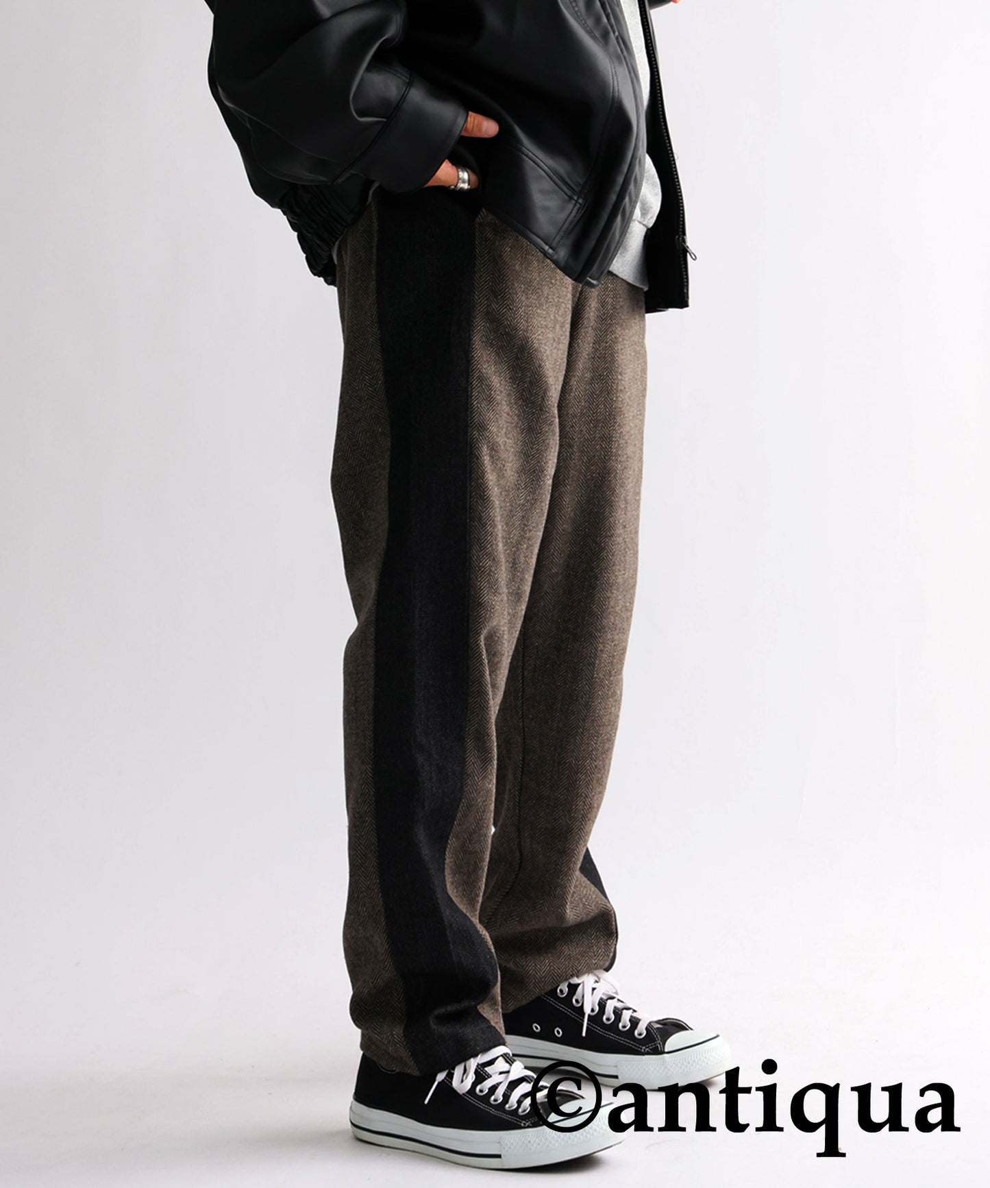 Different material docking pants Men's