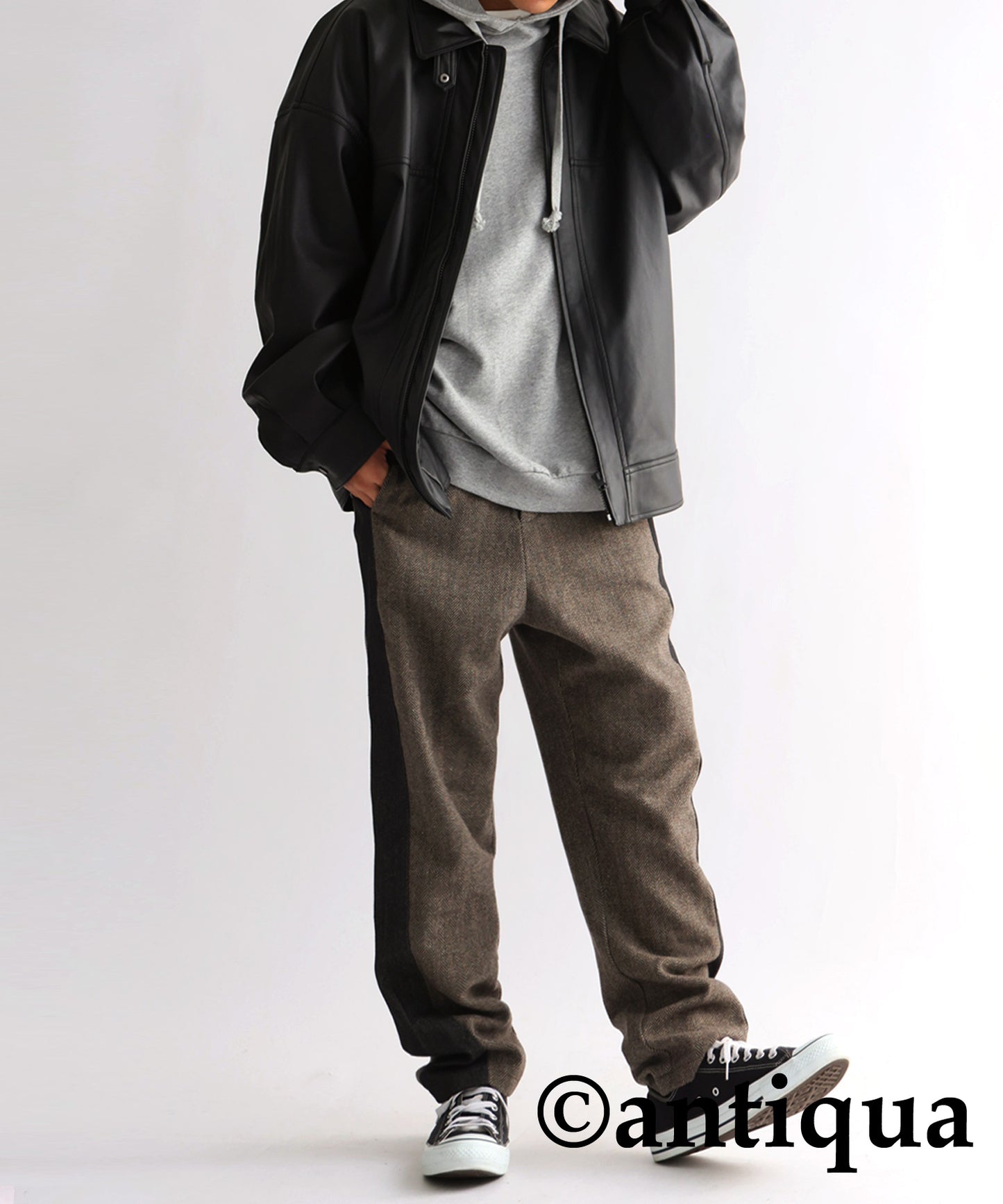 Different material docking pants Men's