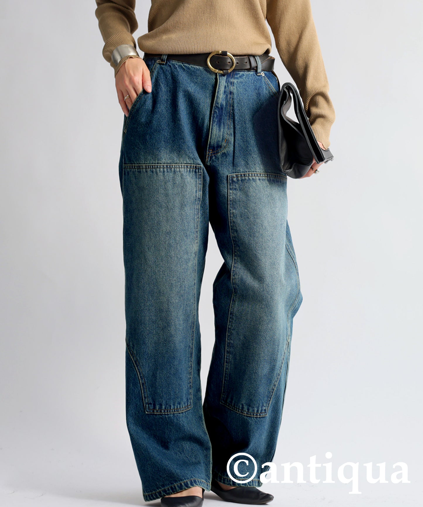 Double Knee Denim Pants Ladies