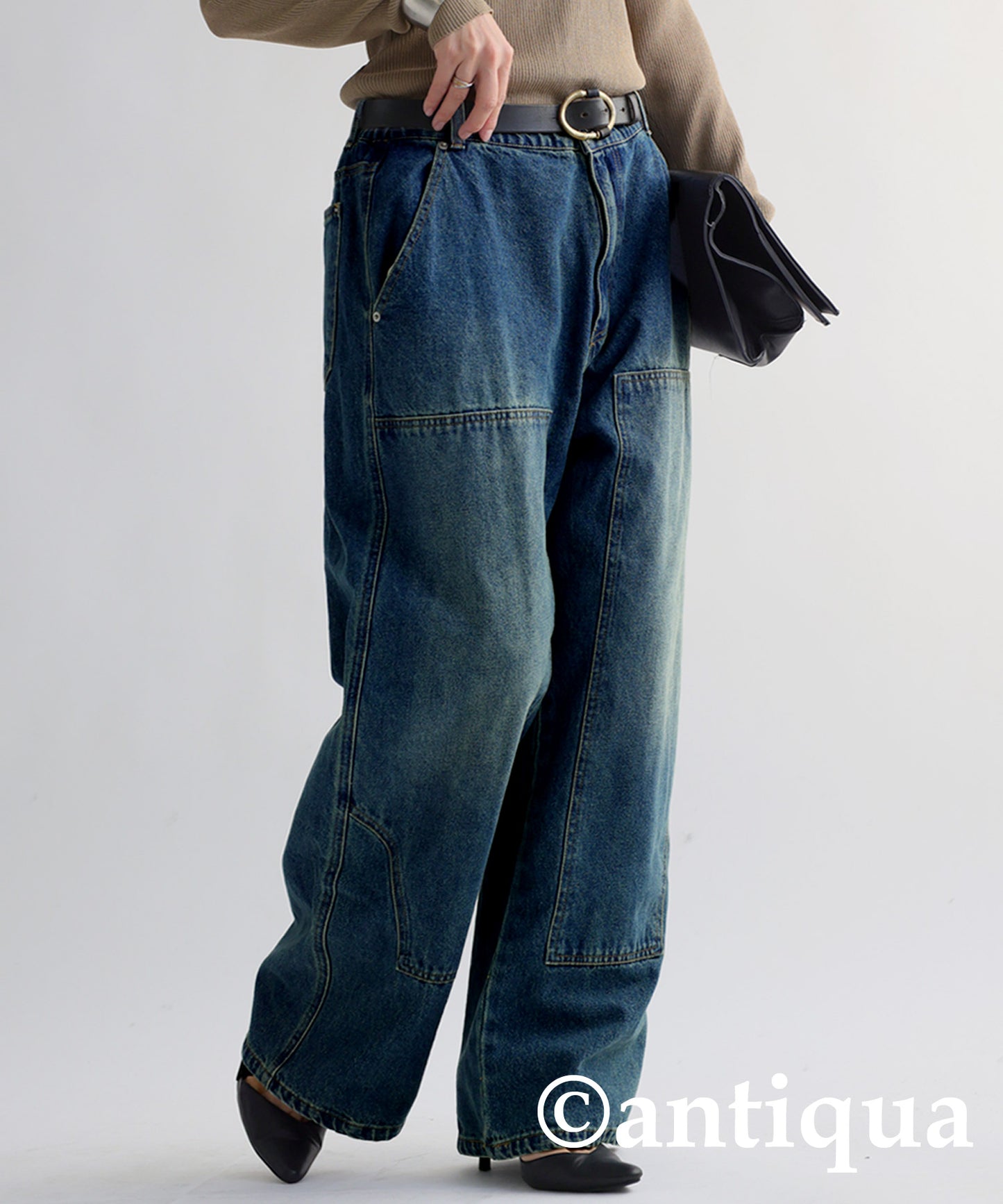 Double Knee Denim Pants Ladies