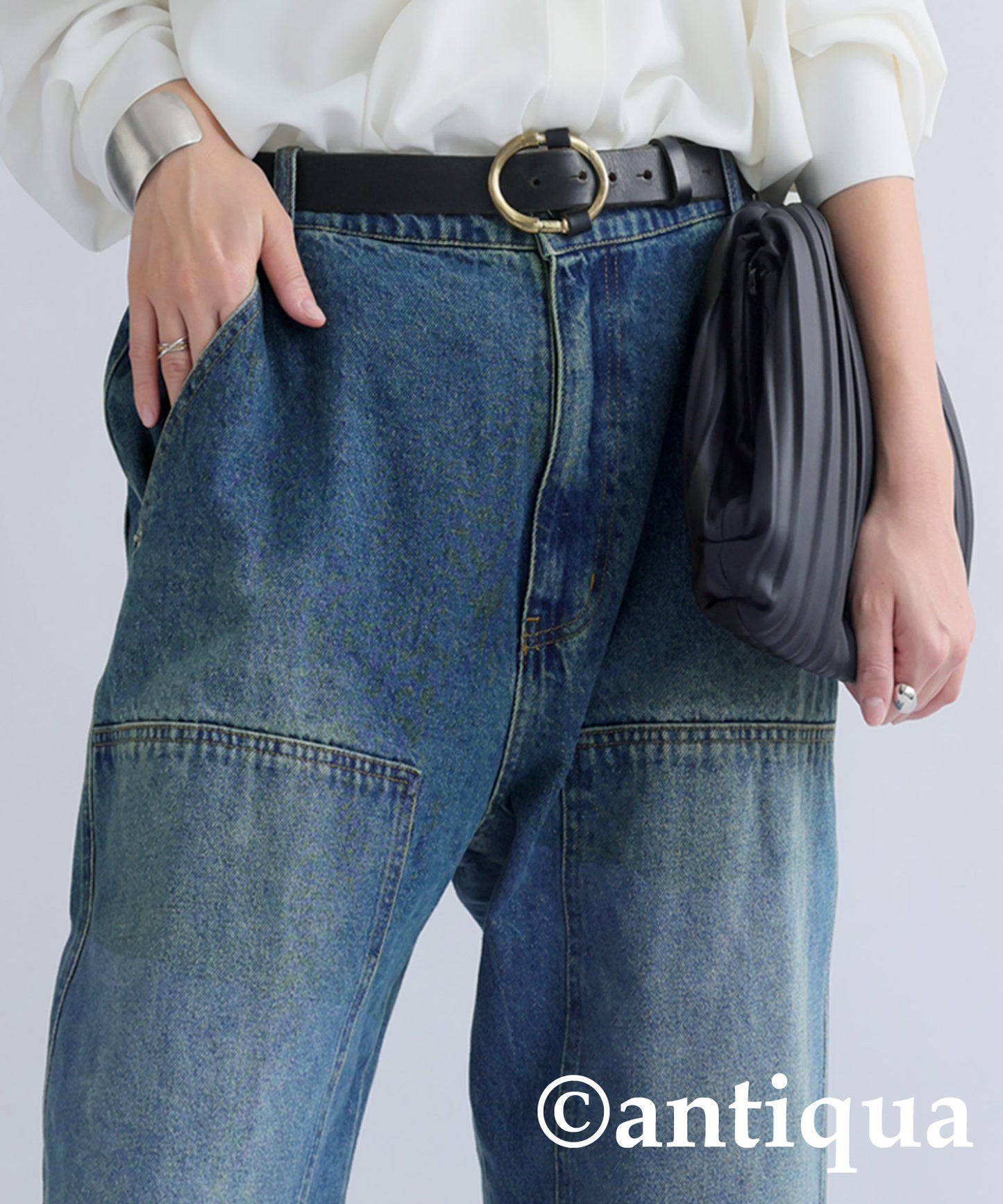 Double Knee Denim Pants Ladies