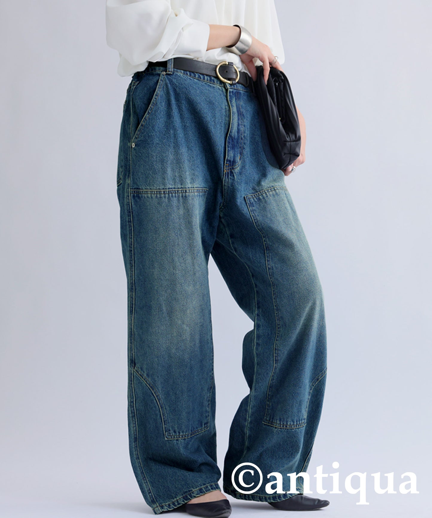 Double Knee Denim Pants Ladies