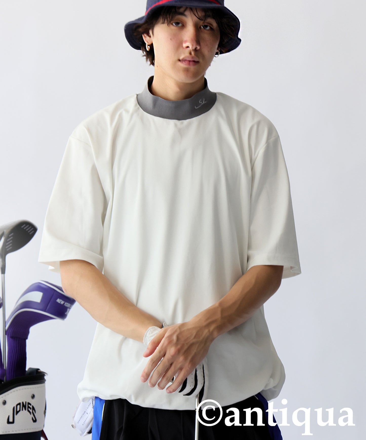 Mixed Material High Neck Top Men's
