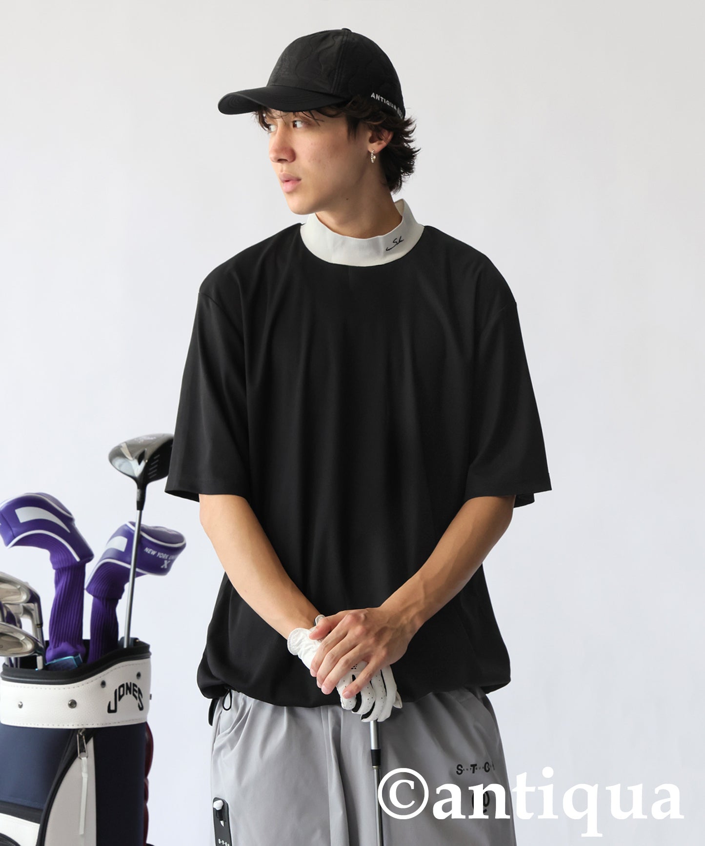 Mixed Material High Neck Top Men's