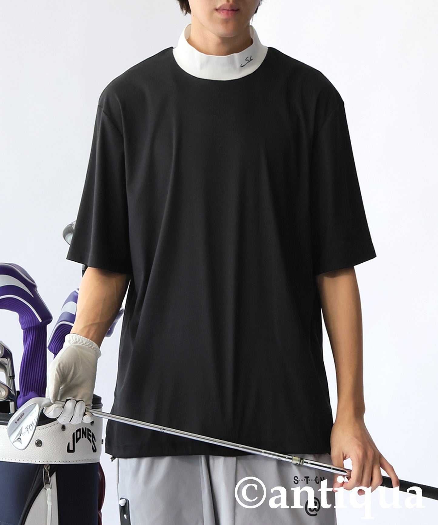 Mixed Material High Neck Top Men's