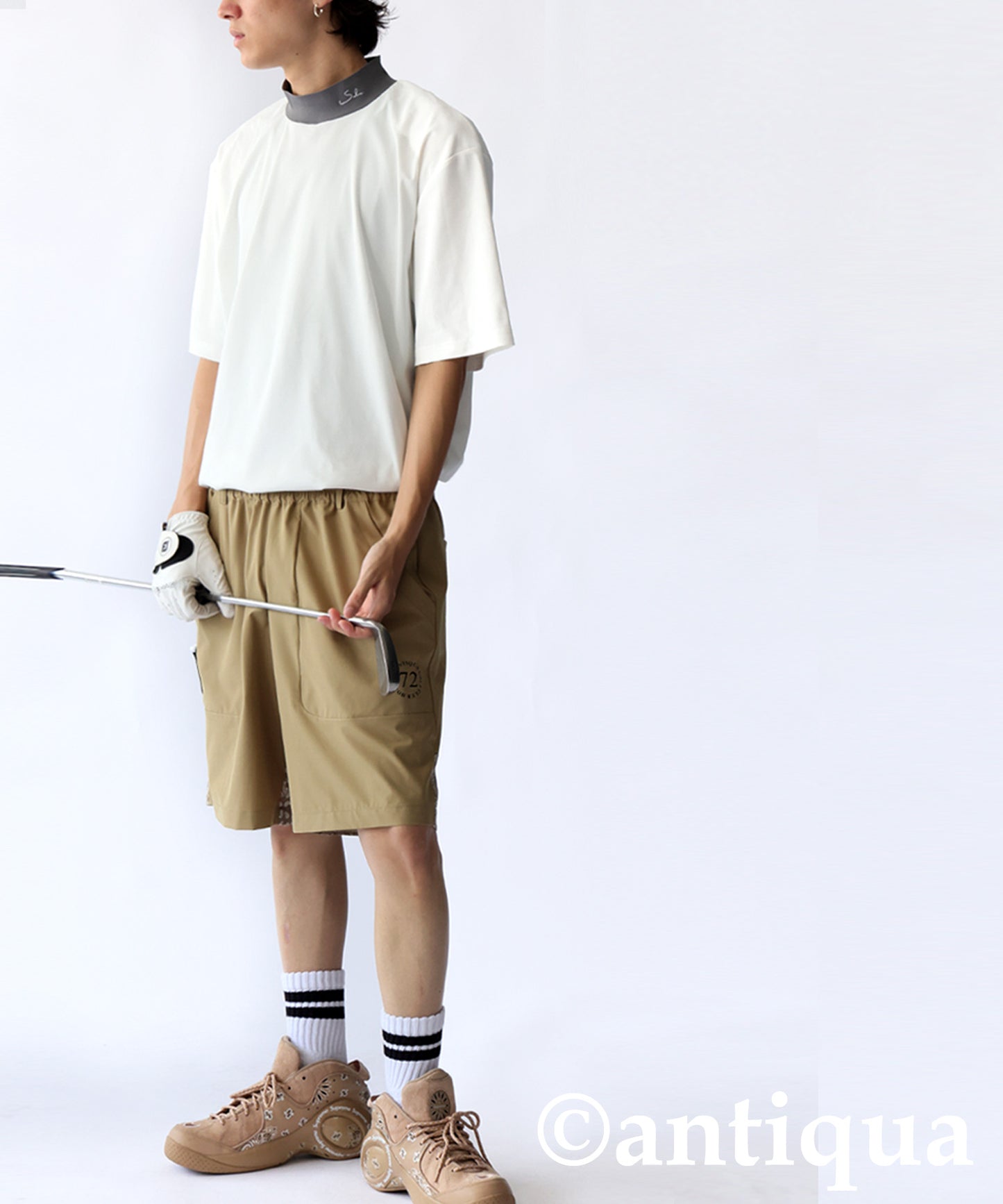 Mixed Material High Neck Top Men's