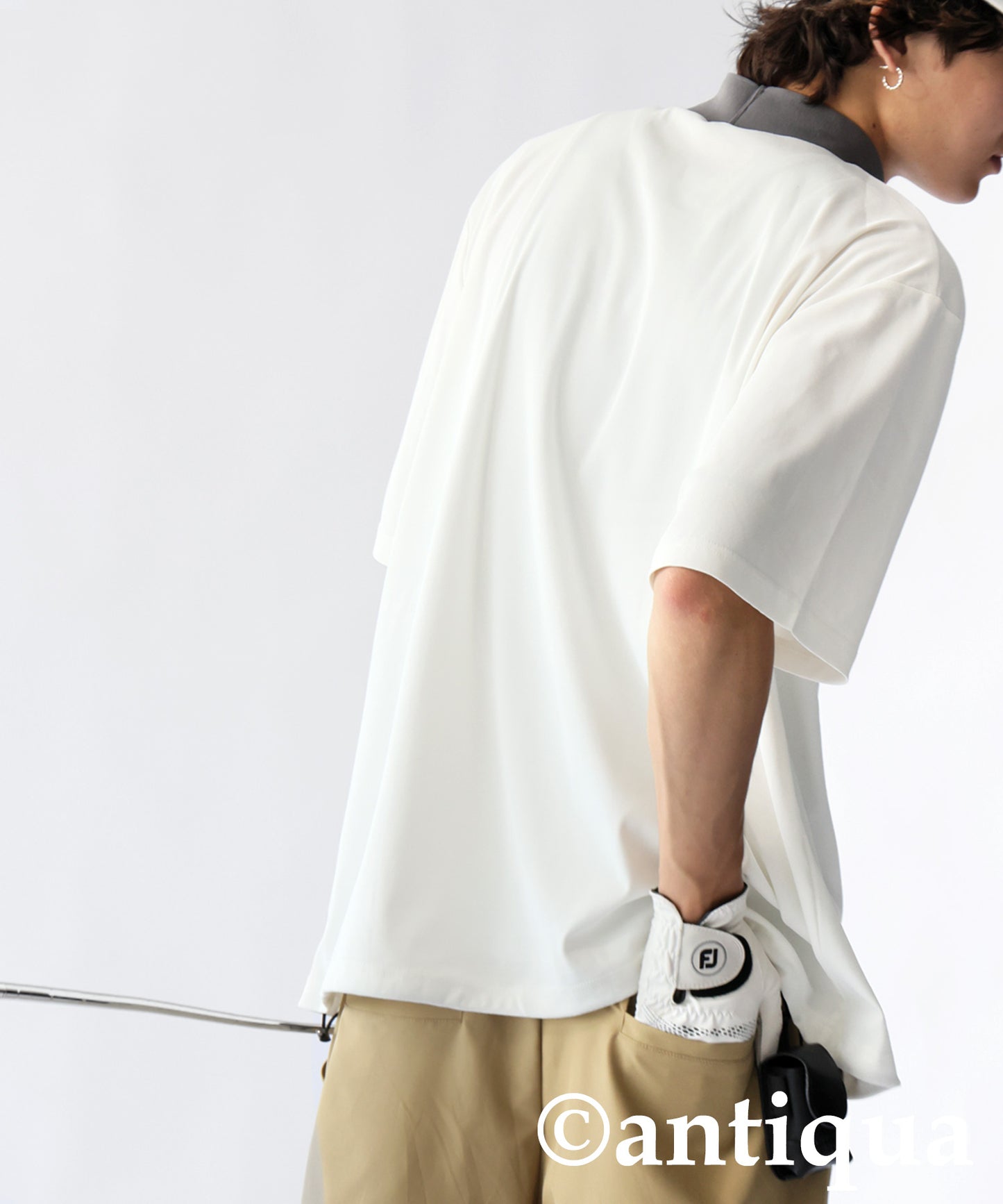 Mixed Material High Neck Top Men's