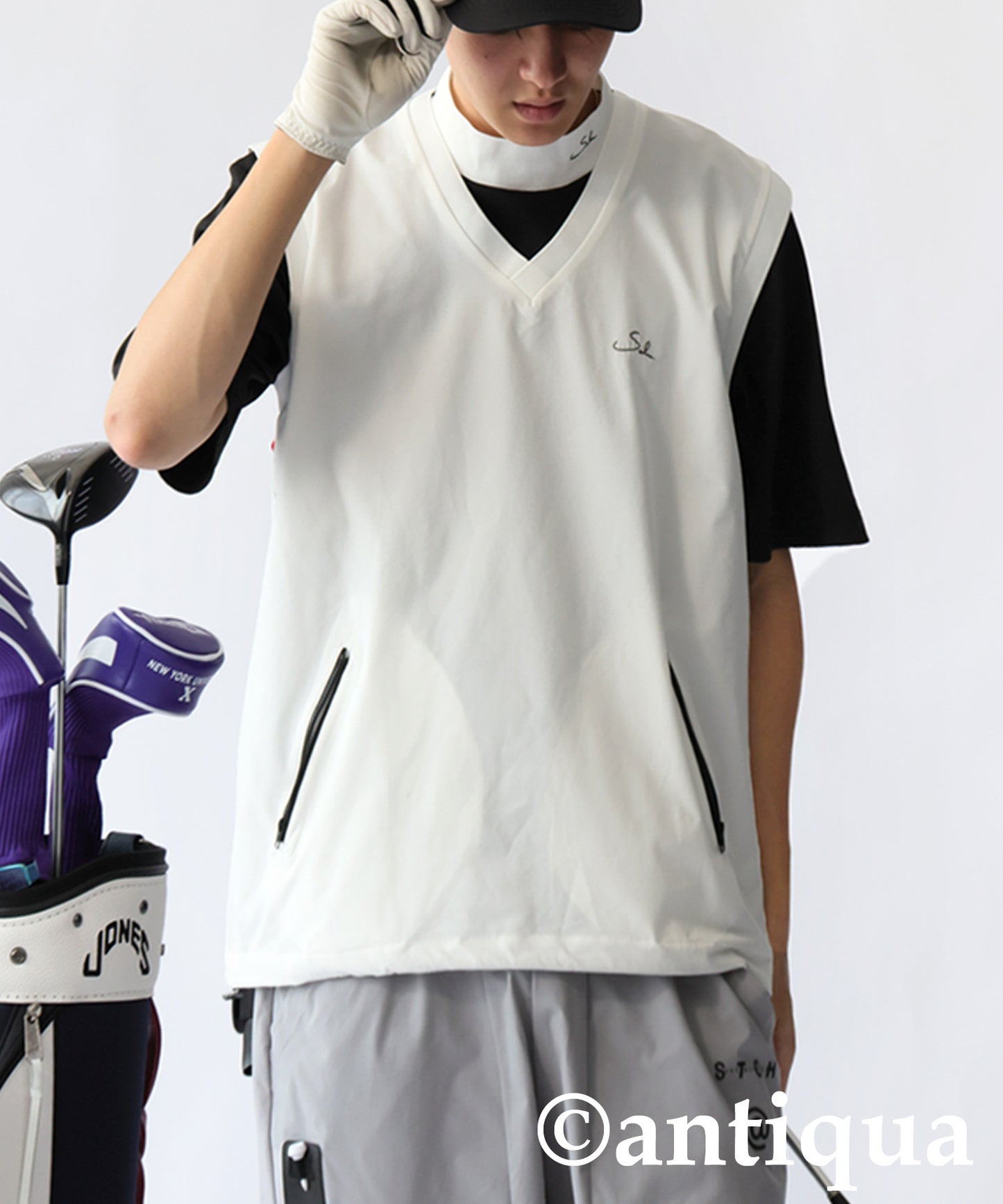 Mixed Material High Neck Top Men's