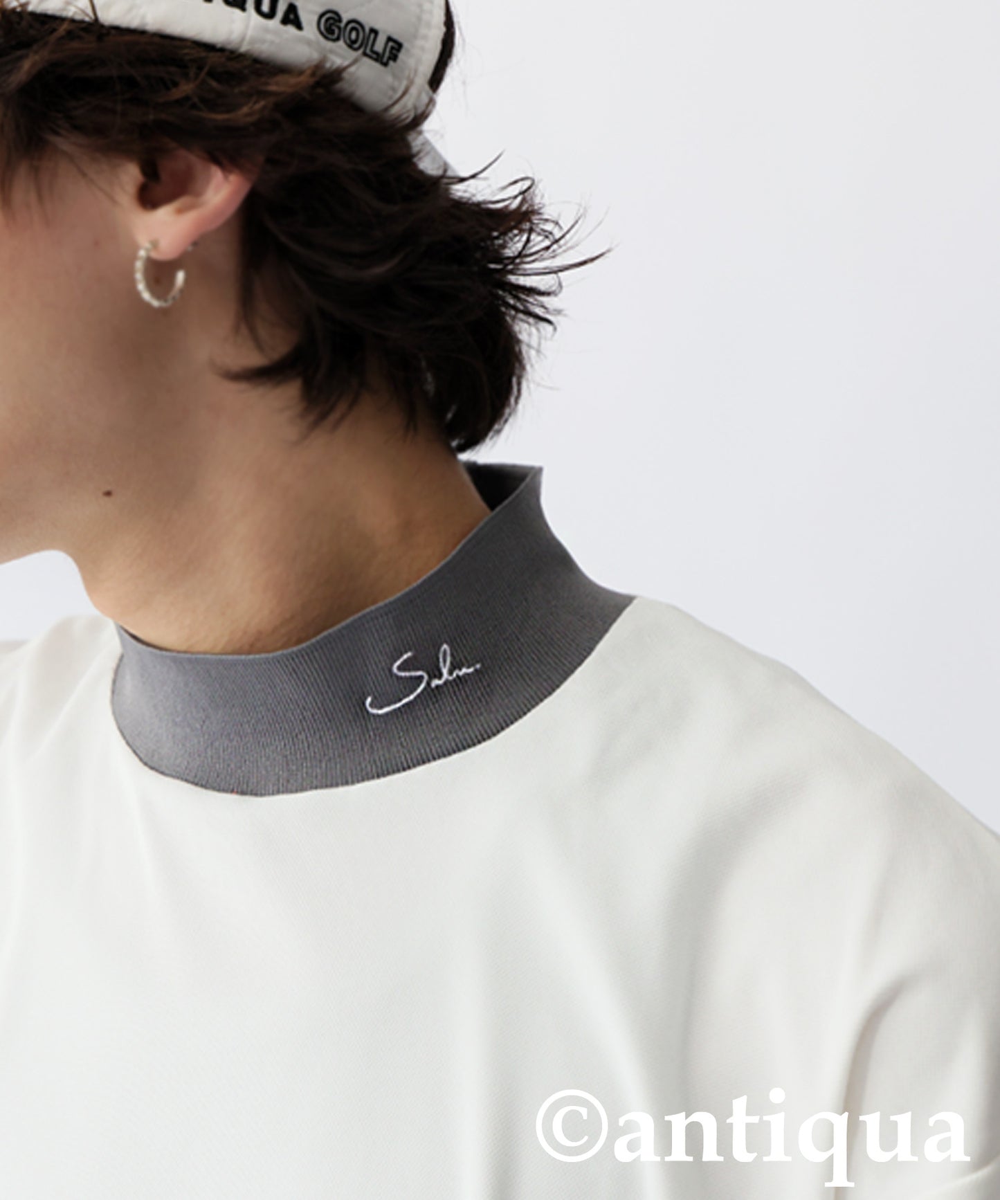 Mixed Material High Neck Top Men's