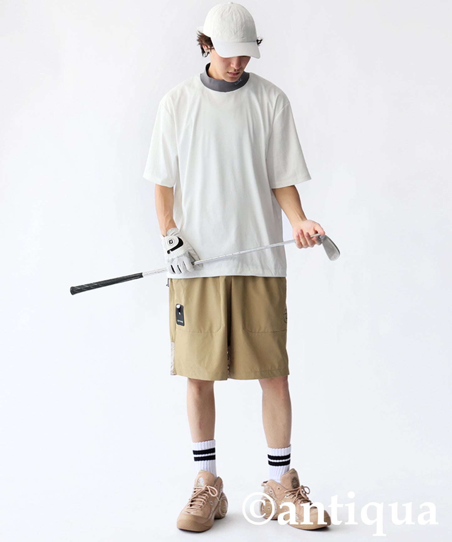 Mixed Material High Neck Top Men's
