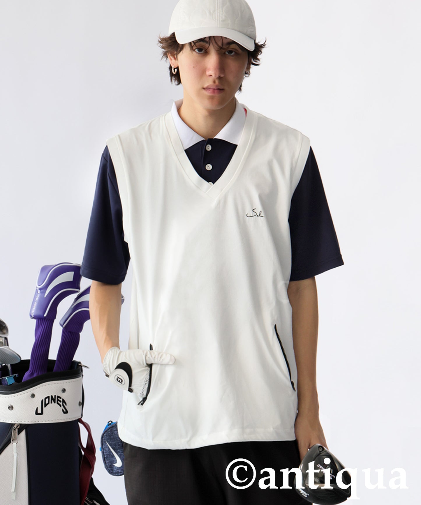 Salu. Men's Logo Embroidered V-Neck Vest