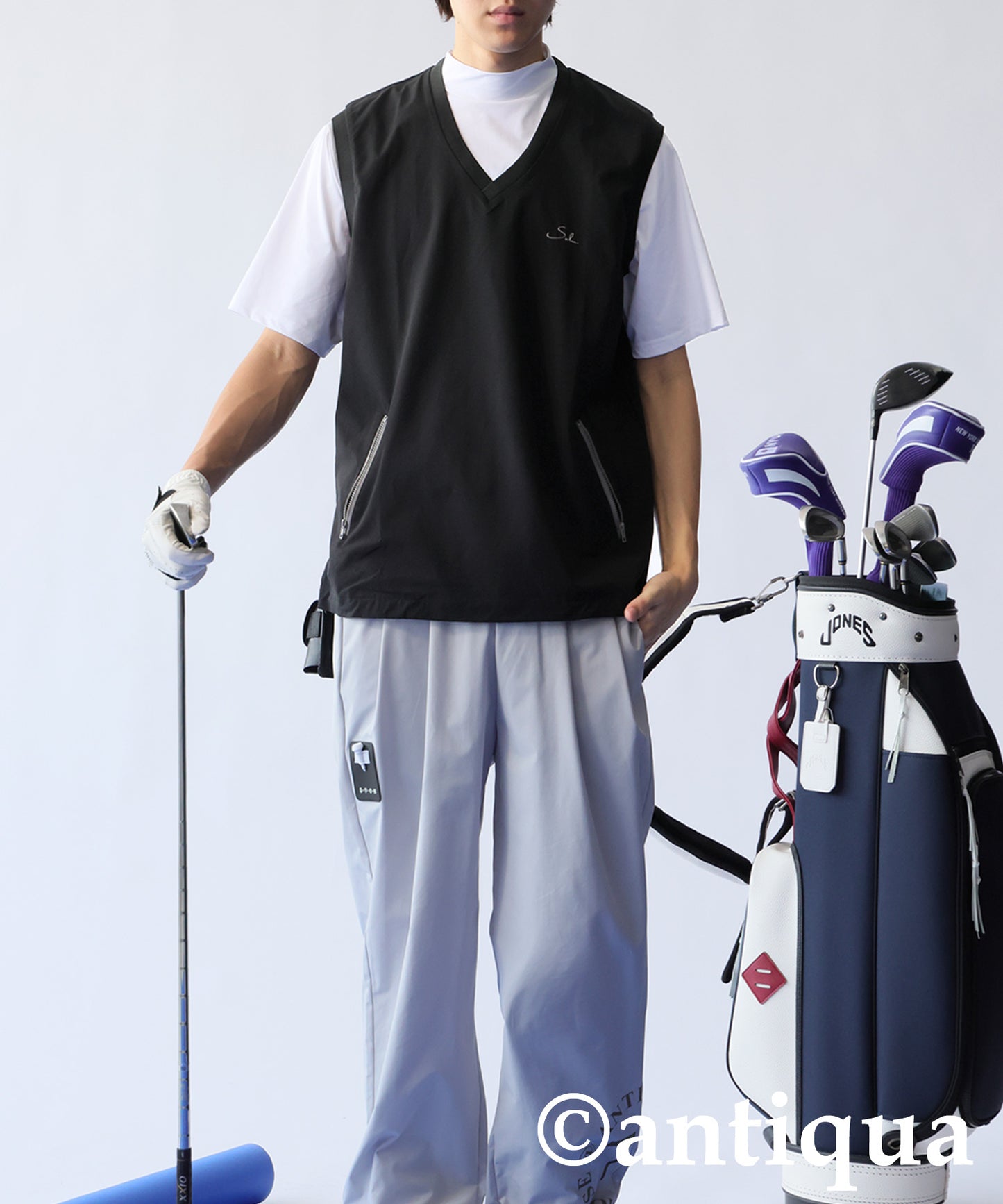 Salu. Men's Logo Embroidered V-Neck Vest