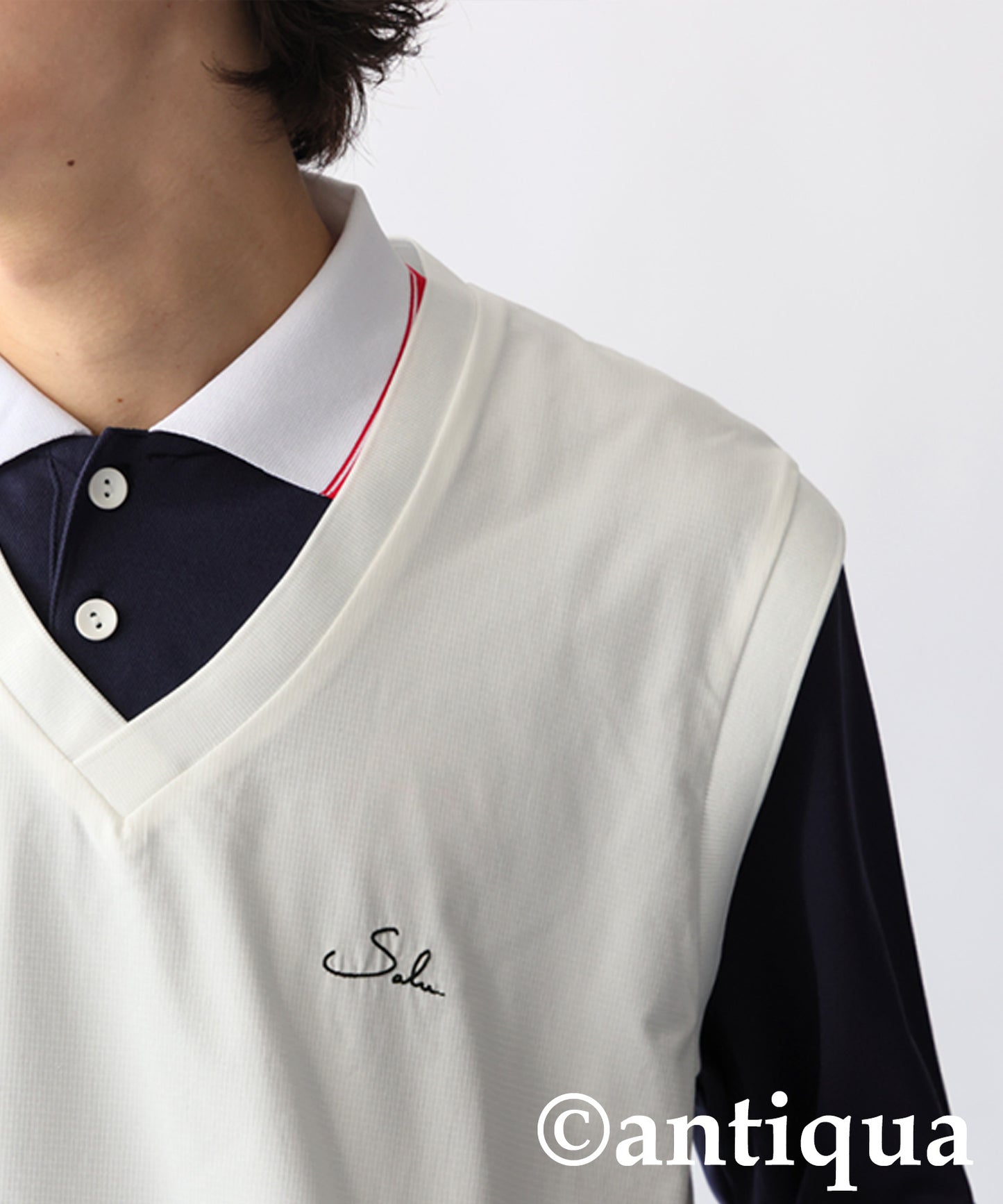 Salu. Men's Logo Embroidered V-Neck Vest