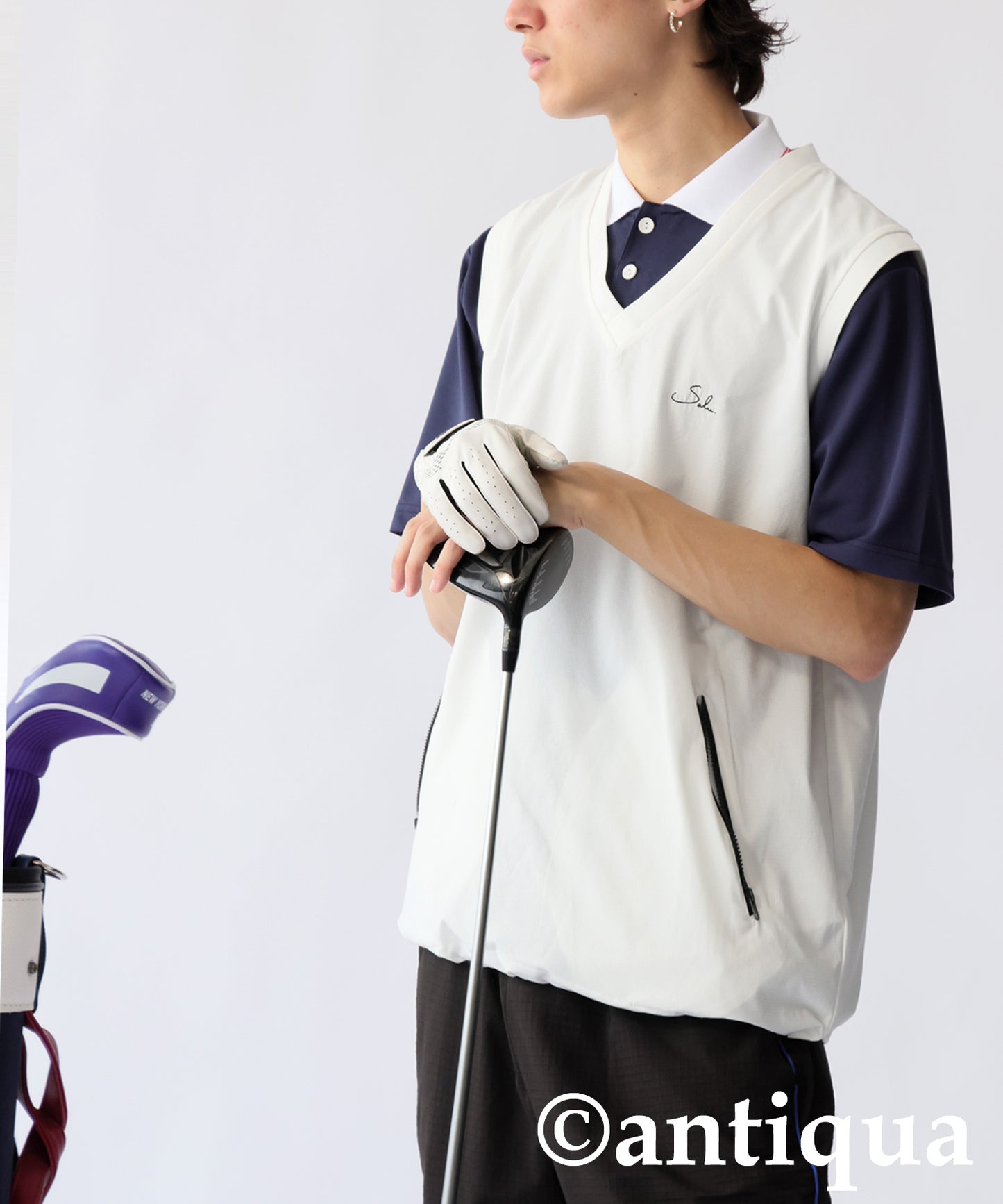 Salu. Men's Logo Embroidered V-Neck Vest