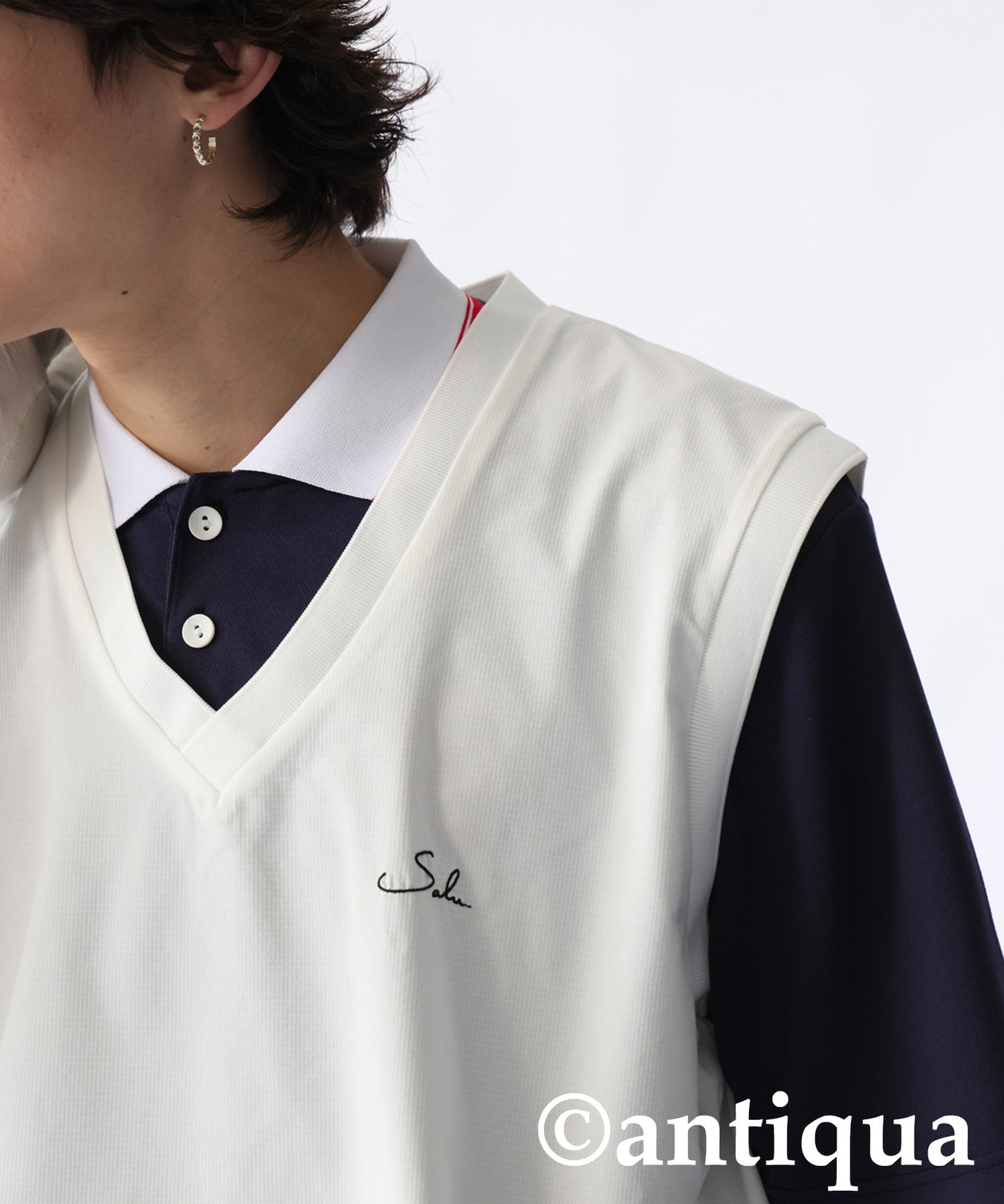 Salu. Men's Logo Embroidered V-Neck Vest