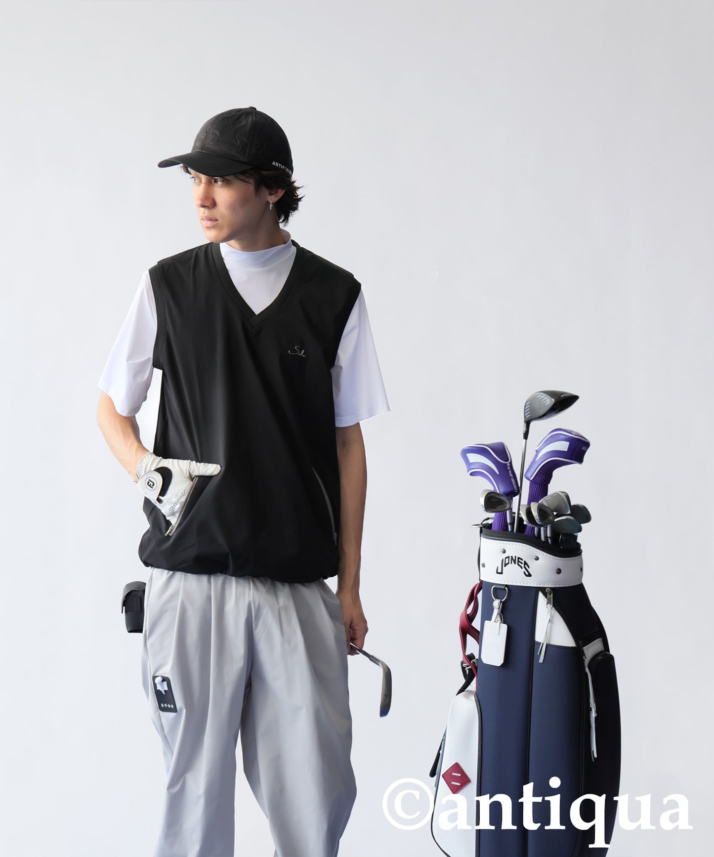 Salu. Men's Logo Embroidered V-Neck Vest