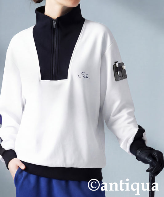 ANTIQUA GOLF×STCH Half-Zip High-Neck Top Ladies