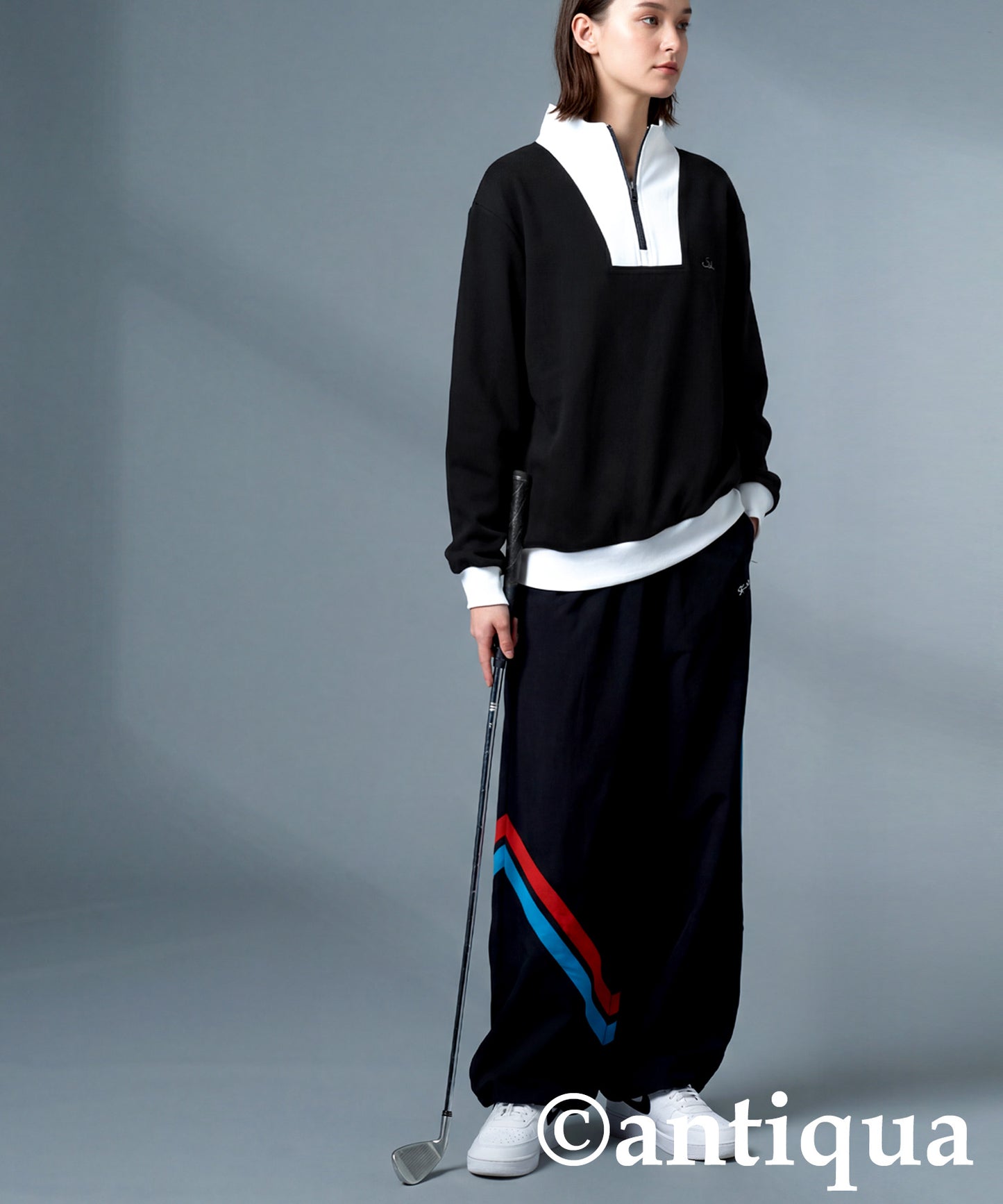 ANTIQUA GOLF×STCH Half-Zip High-Neck Top Ladies