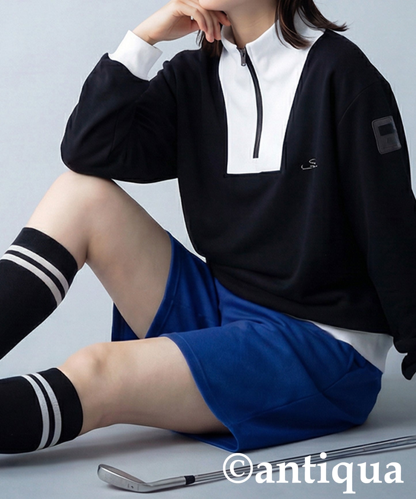 ANTIQUA GOLF×STCH Half-Zip High-Neck Top Ladies