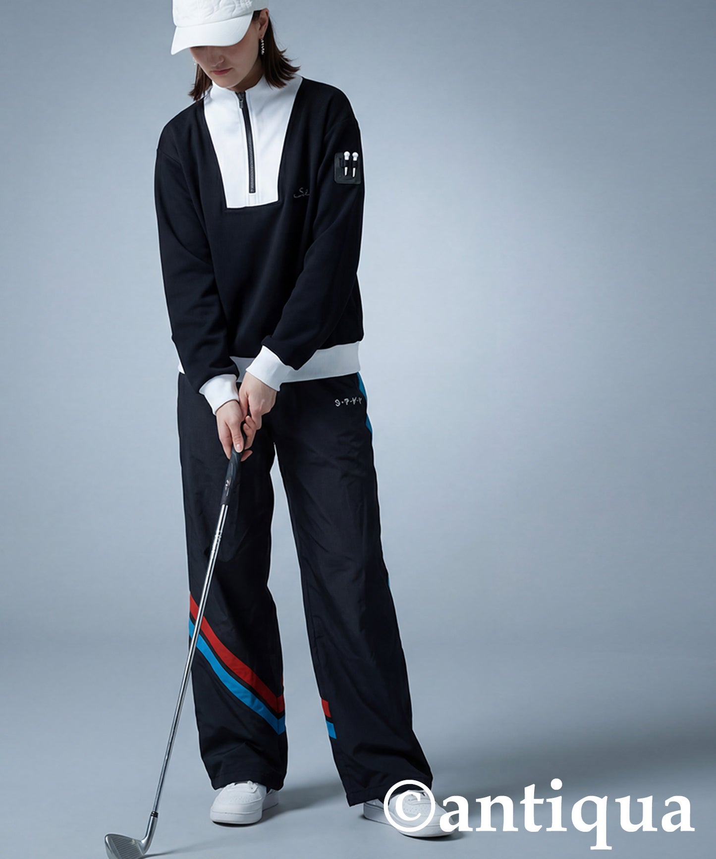 ANTIQUA GOLF×STCH Half-Zip High-Neck Top Ladies