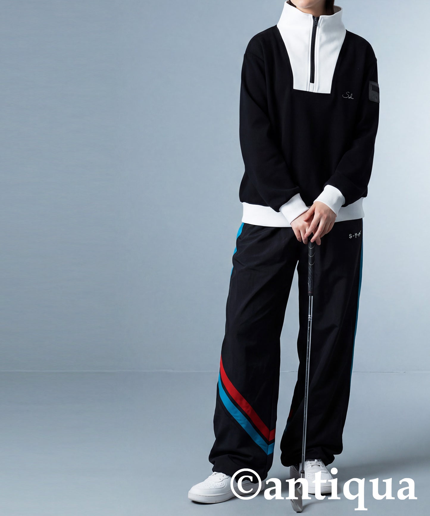 ANTIQUA GOLF×STCH Half-Zip High-Neck Top Ladies