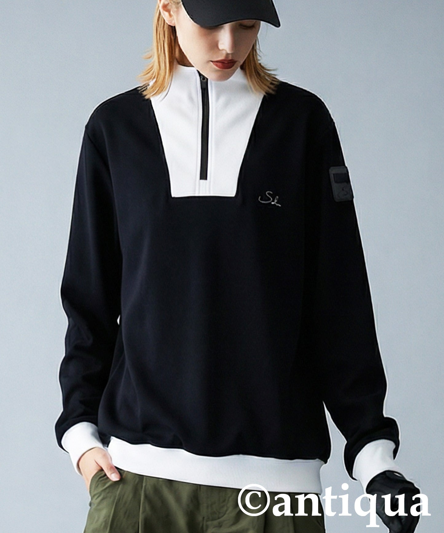 ANTIQUA GOLF×STCH Half-Zip High-Neck Top Ladies